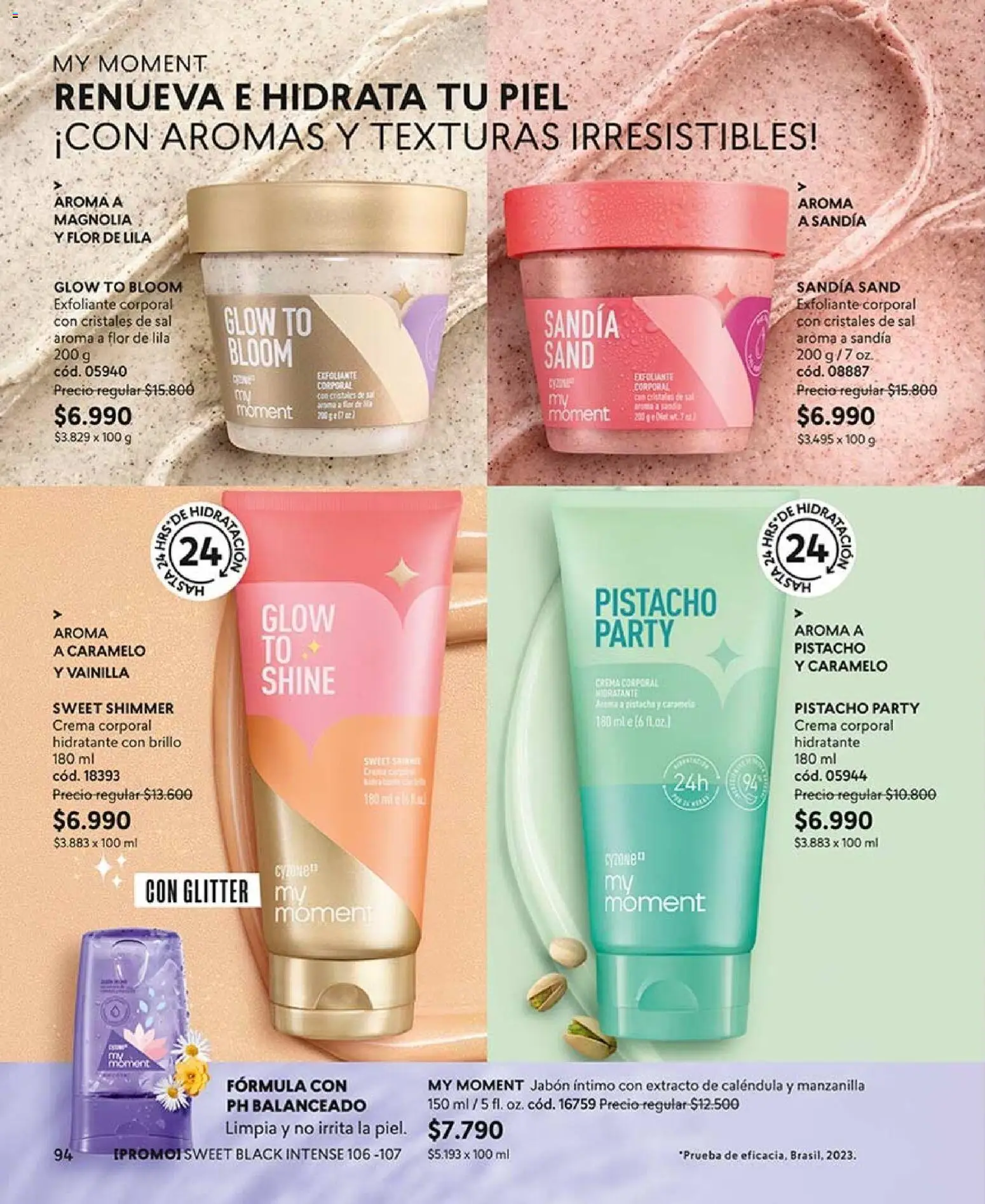 Catálogo CyZone Campaña 12 │ válido desde el 06.07.2026 | Página: 98 | Productos: Exfoliante corporal, Brillo, Jabón, Crema