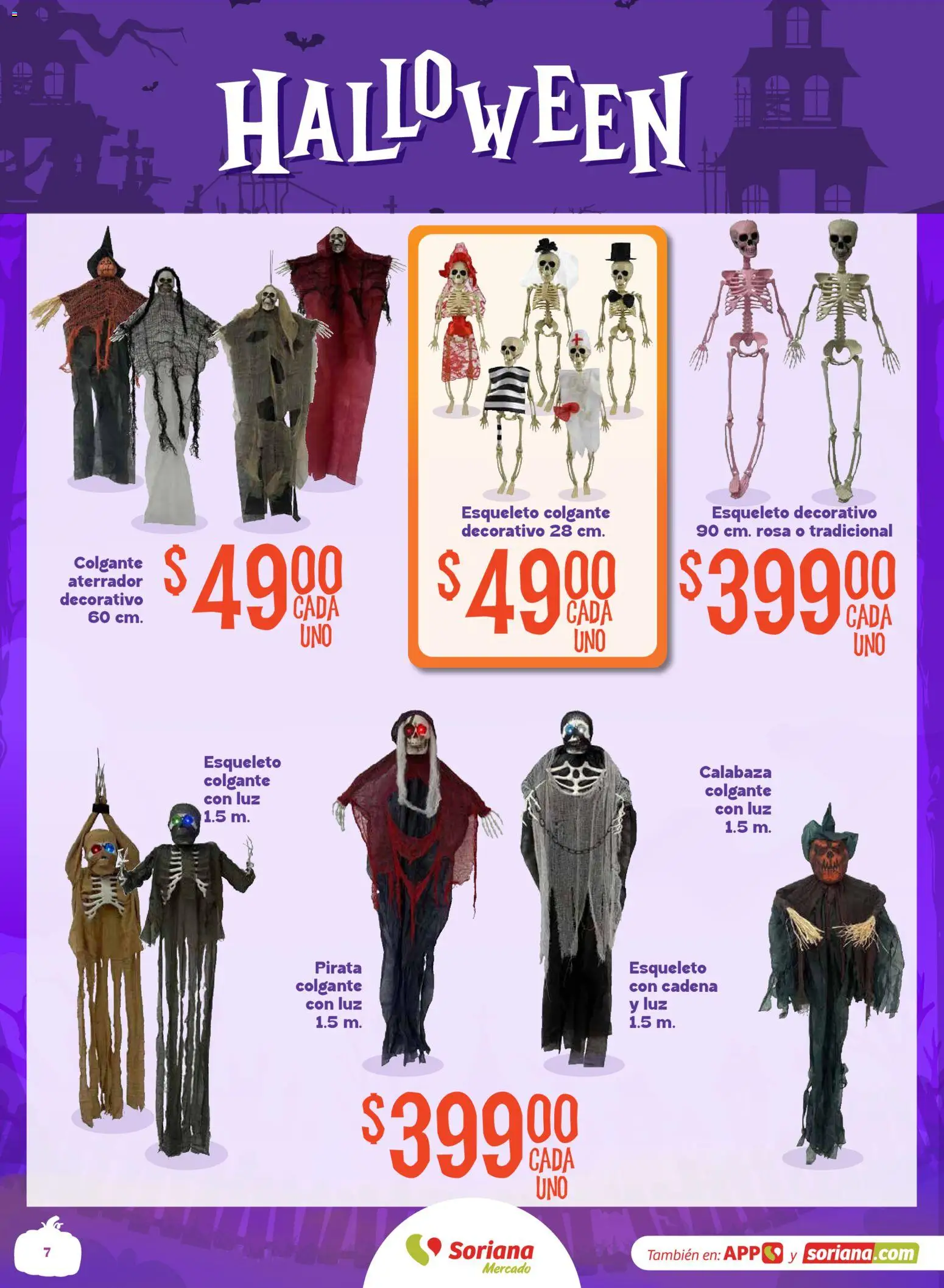 Nuevas ofertas de Soriana válidas en toda la República Mexicana desde el 01/10/2026. ¡Encuentra las mejores ofertas en Soriana Mercado - Halloween y Día de muertos! | Página: 7 | Productos: Calabaza, Cadena