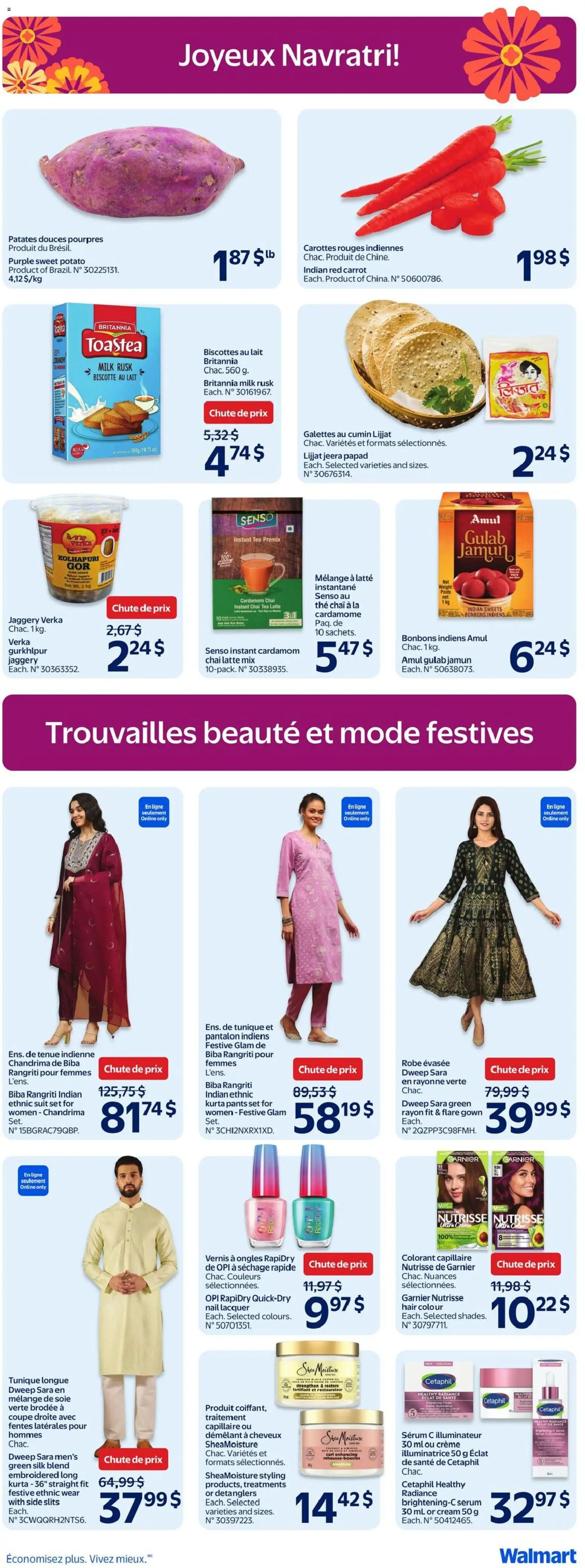 Walmart flyer valid from Oct 1, 2026 | Page: 10 | Products: Tea, Coconut, Chai latte, Suit