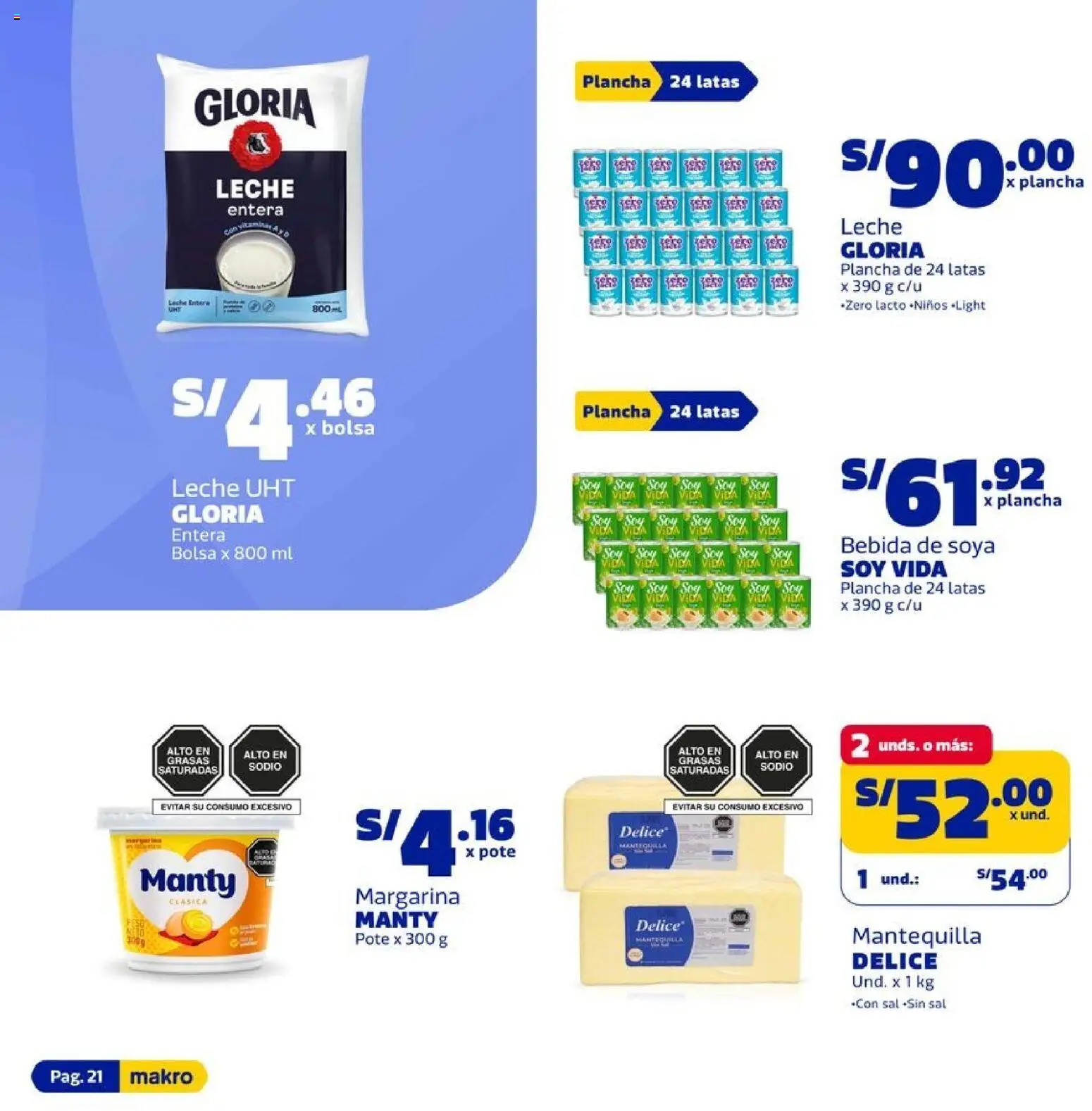 Catálogo Makro válido desde 04.06.2026 | Página: 21 | Productos: Leche, Mantequilla, Bolsa