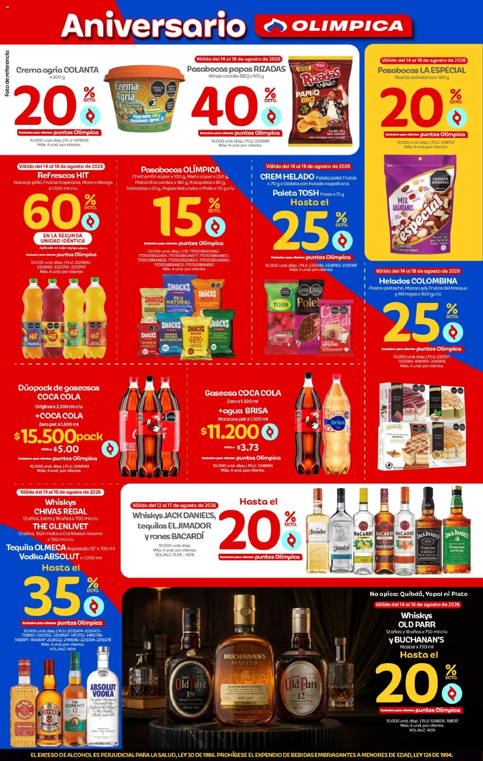 Olímpica revista - valida desde el 11/08/2026 | Página: 8 | Productos: Fresa, Jack Daniel's, Tocineta, Vodka Absolut