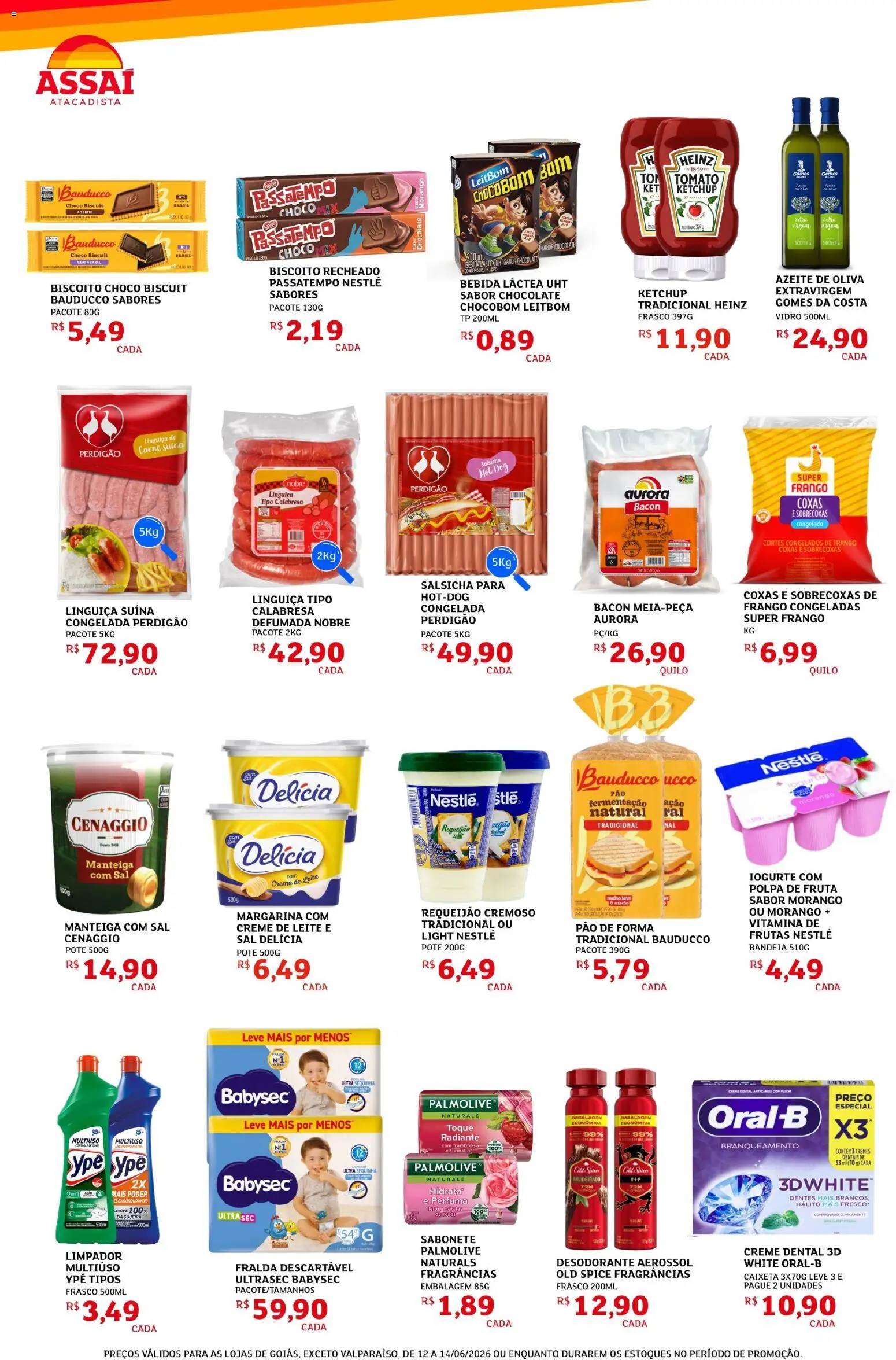 Assaí Atacadista Folheto - válido de 12.06.2026 | Página: 2 | Produtos: Leite, Iogurte, Gomes da costa, Biscoito recheado