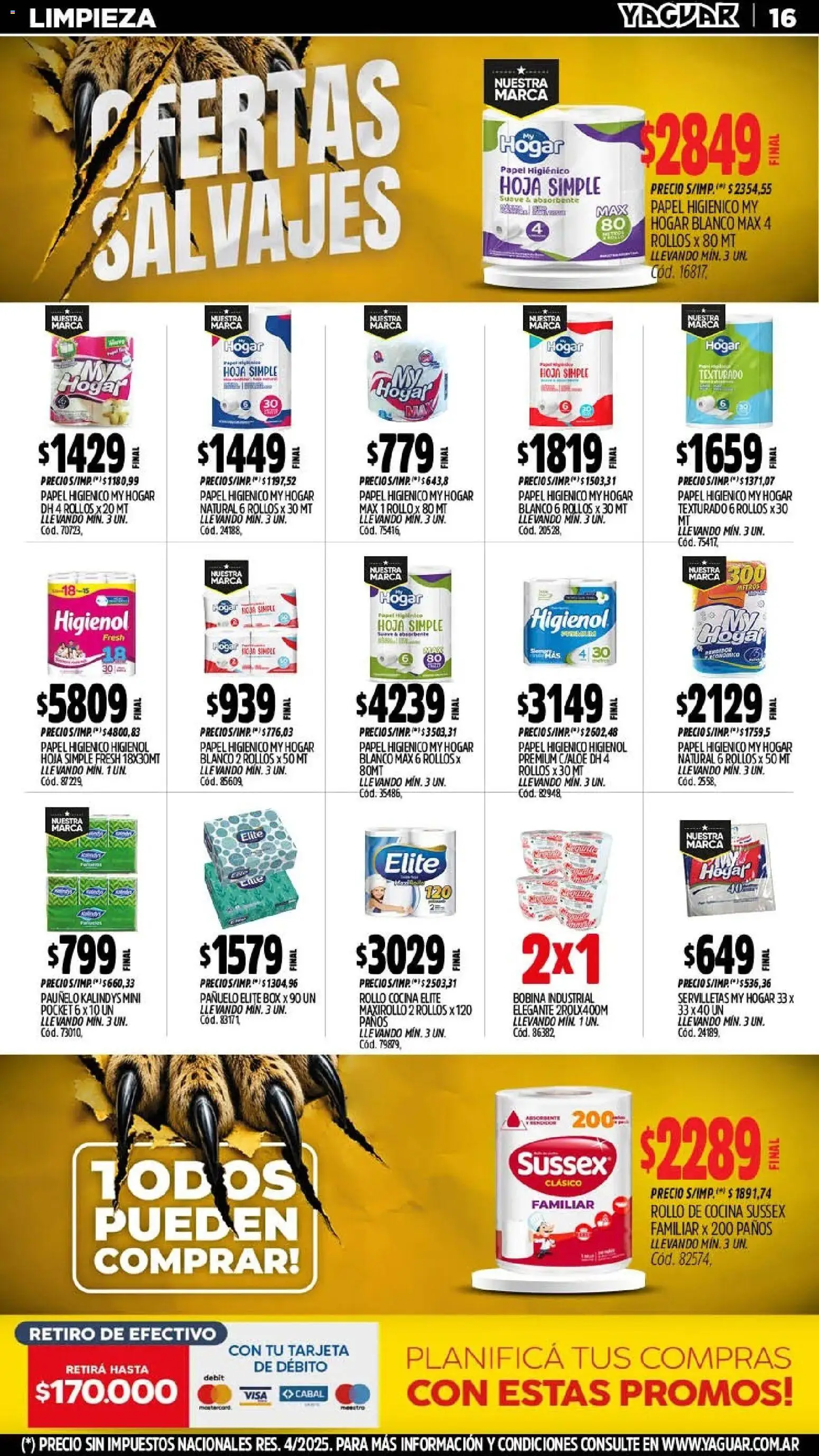 Yaguar - Oferta Semanal Santa Fé │ válido desde el 10/08/2026 | Página: 18 | Productos: Papel higiénico, Pañuelo, Cocina, Servilletas