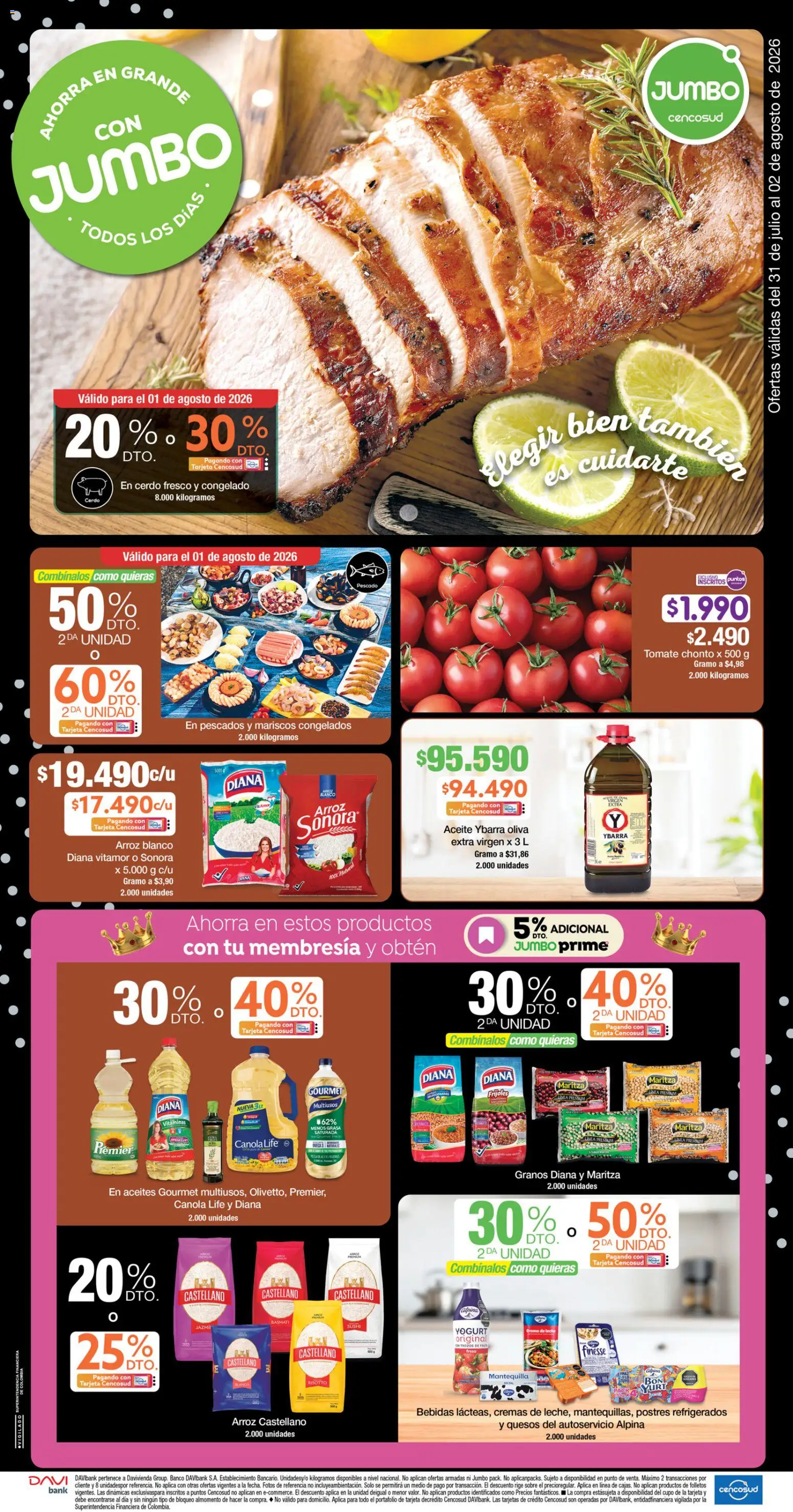 Jumbo revista - valida desde el 31/07/2026 | Página: 1 | Productos: Cerdo, Té, Banco, Tomate