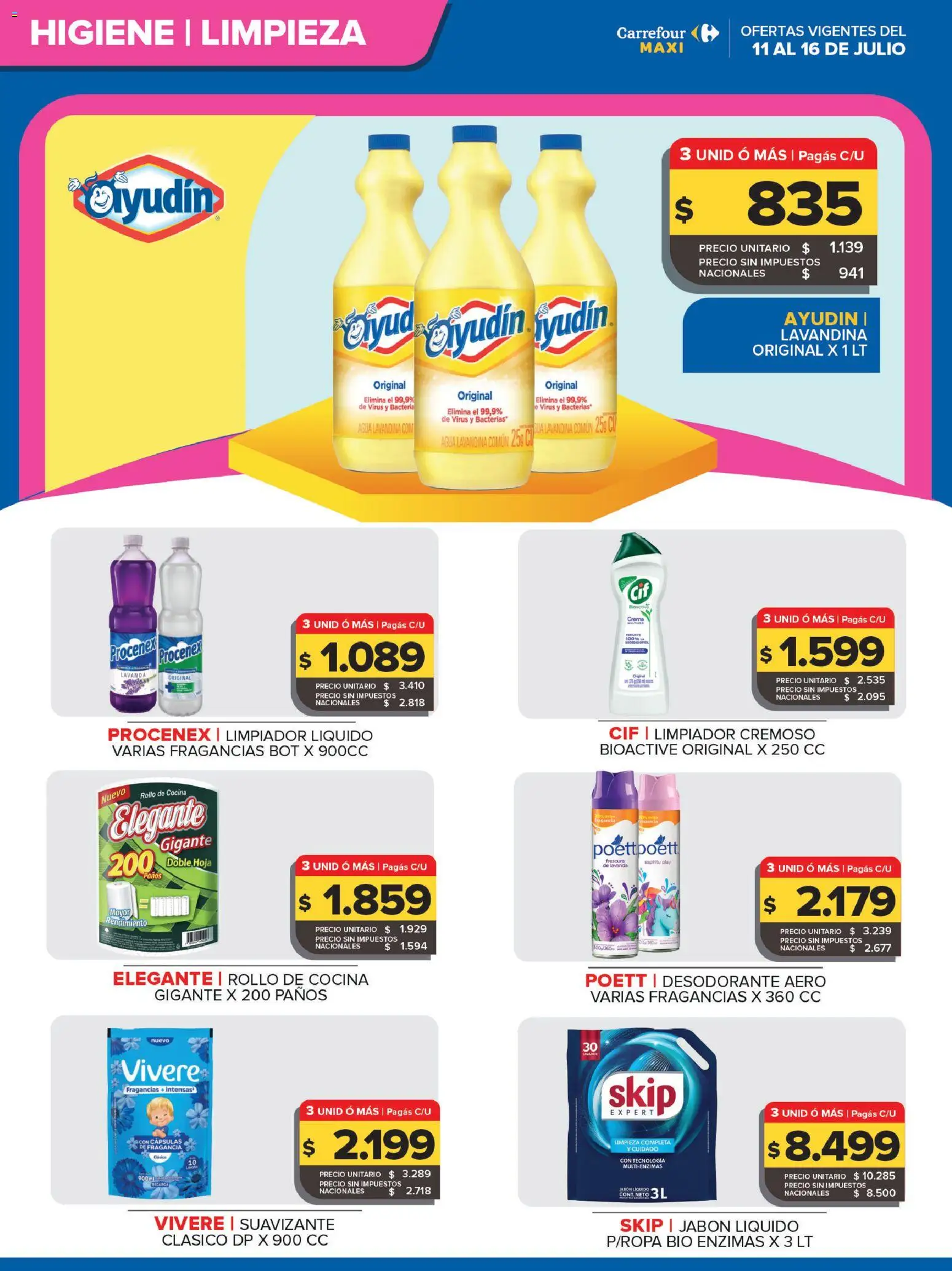 Carrefour Maxi │ válido desde el 11/07/2026 | Página: 4 | Productos: Lavandina, Cocina, Agua, Suavizante