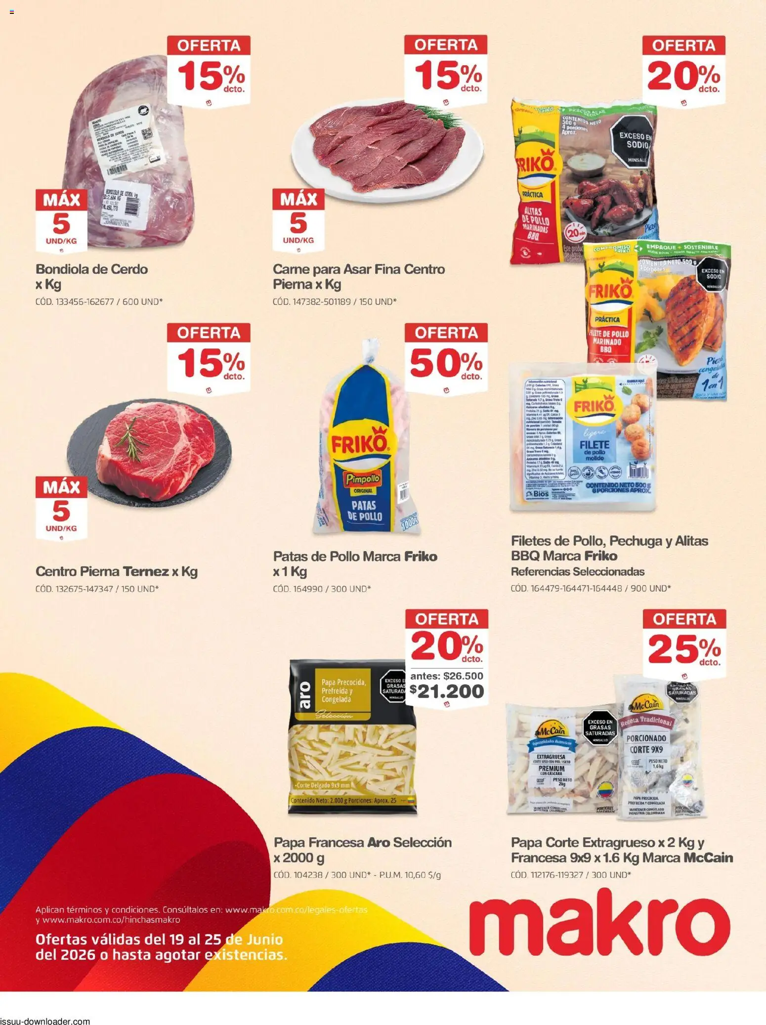 Makro revista - valida desde el 19/06/2026 | Página: 13 | Productos: Cerdo, Pollo, Ducha Bidet, Papa