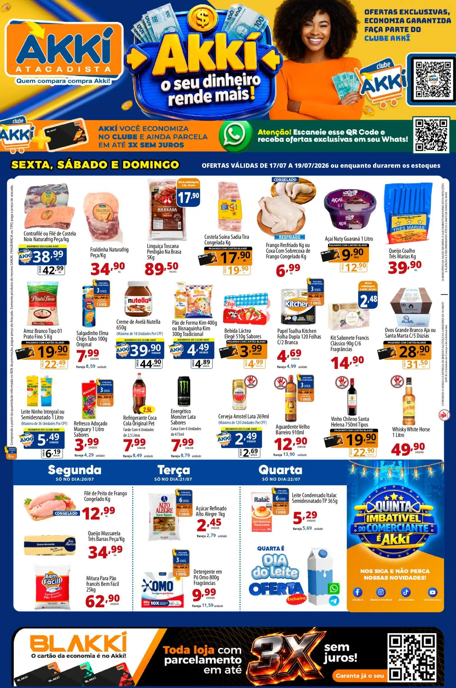 Akki Atacadista Folheto - válido de 17/07/2026 | Página: 1 | Produtos: Guaraná, Energético, Faca, Sal