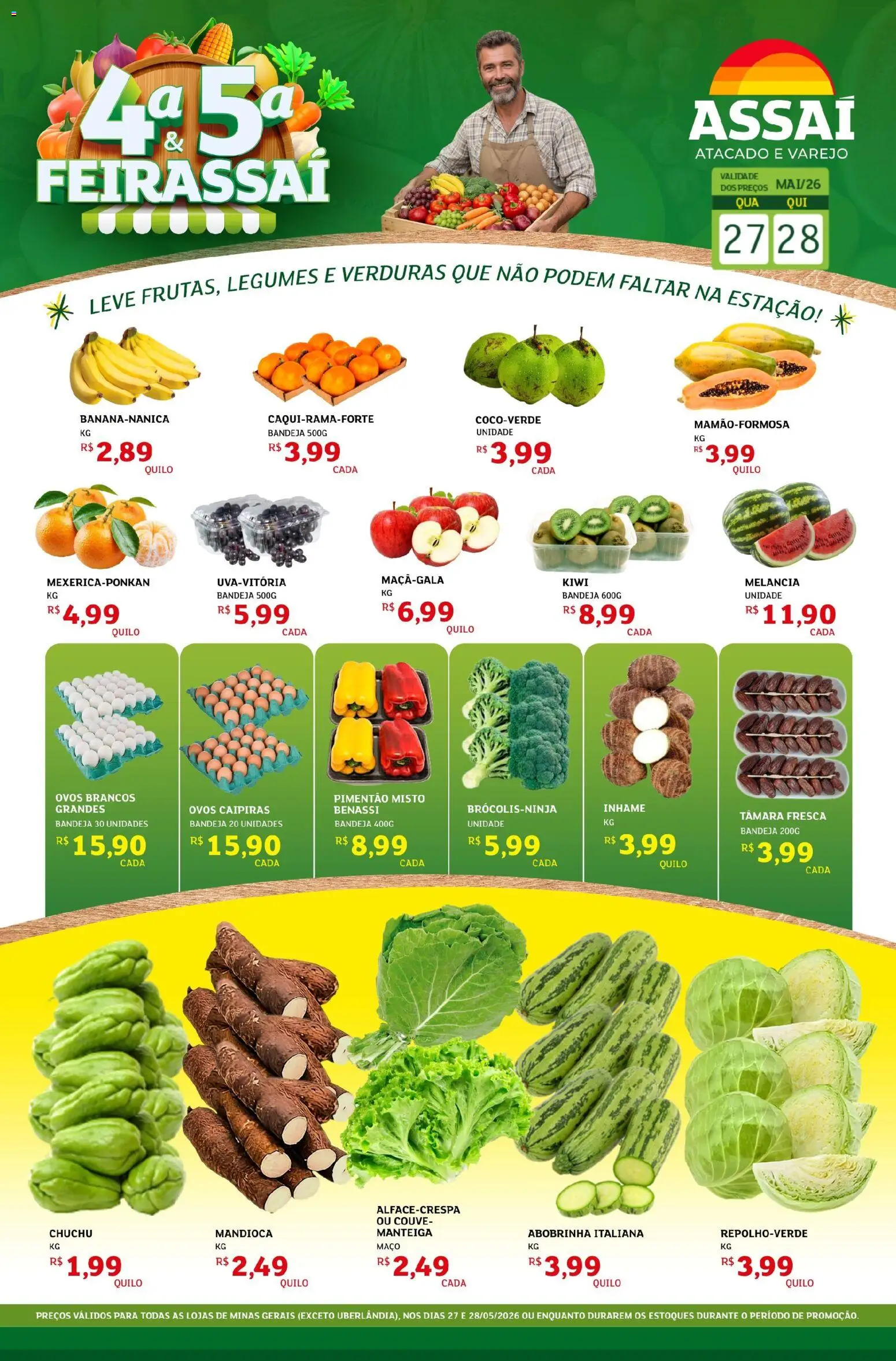Assaí Atacadista Folheto - válido de 27.05.2026 | Página: 1 | Produtos: Chuchu, Inhame, Manteiga, Kiwi