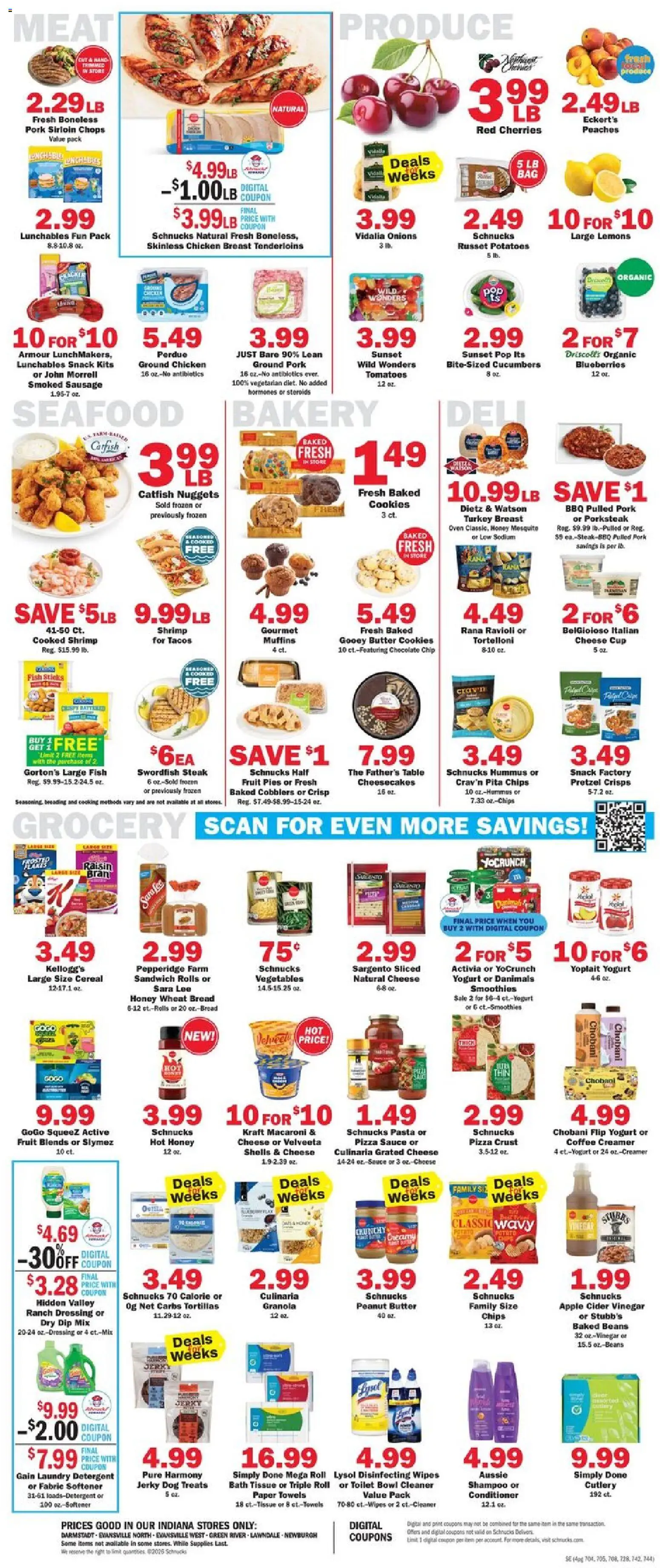 Schnucks Weekly Print Ad - IN - valid from 07/15/2026 | Page: 4 | Products: Bakery, Dog Treats, Pizza, Pork