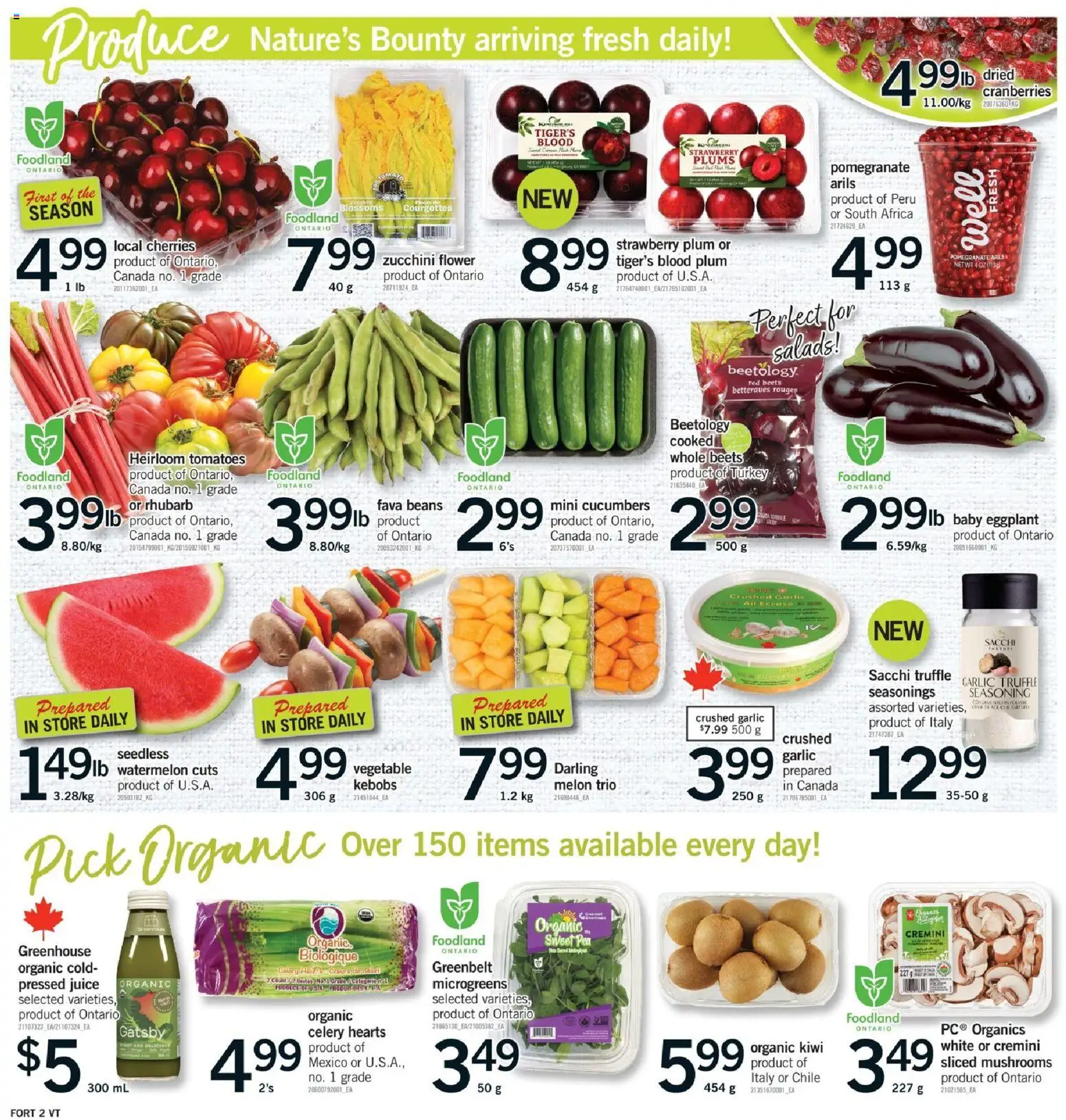 Fortinos flyer valid from Jul 9, 2026 | Page: 3 | Products: Cucumbers, Turkey, Juice, Tomatoes