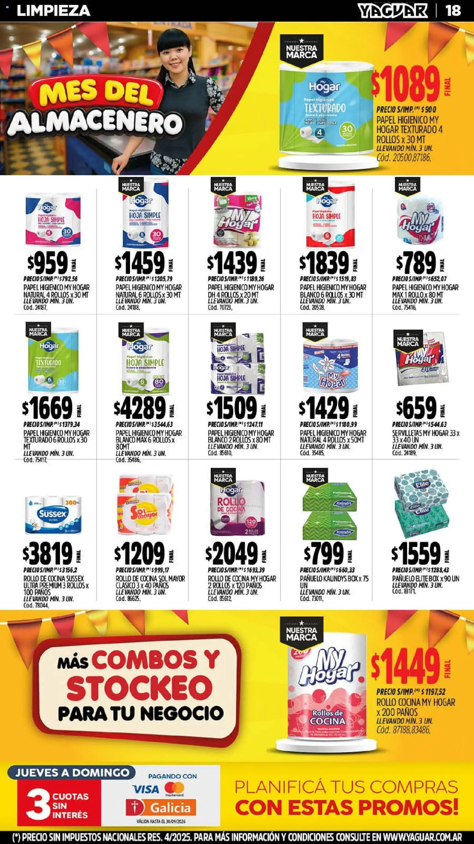 Yaguar - Oferta Semanal Neuquen │ válido desde el 14/09/2026 | Página: 18 | Productos: Papel higiénico, Pañuelo, Cocina, Servilletas