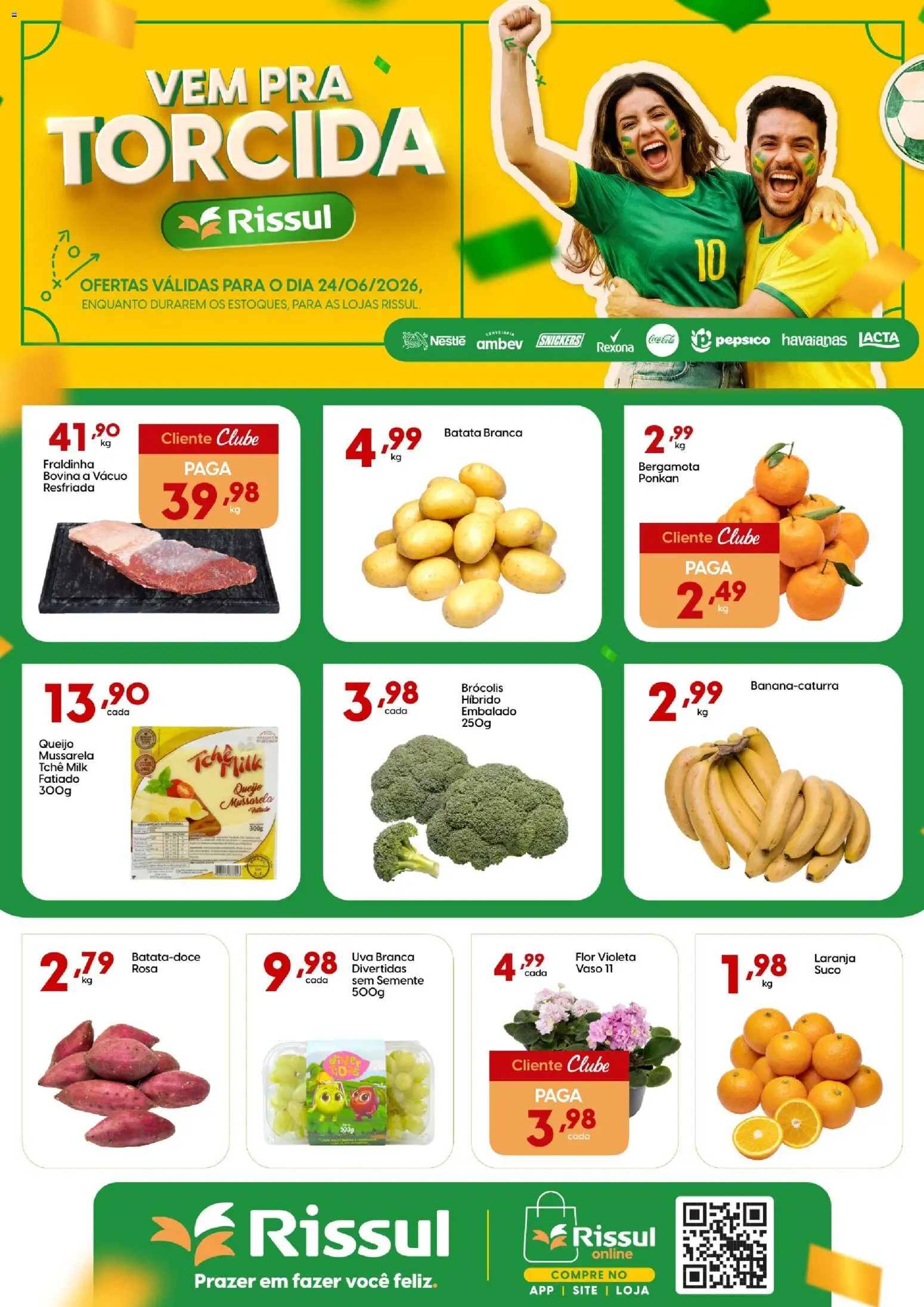 Rissul Folheto - válido de 24/06/2026 | Página: 2 | Produtos: Fraldinha, Queijo, Suco, Rexona