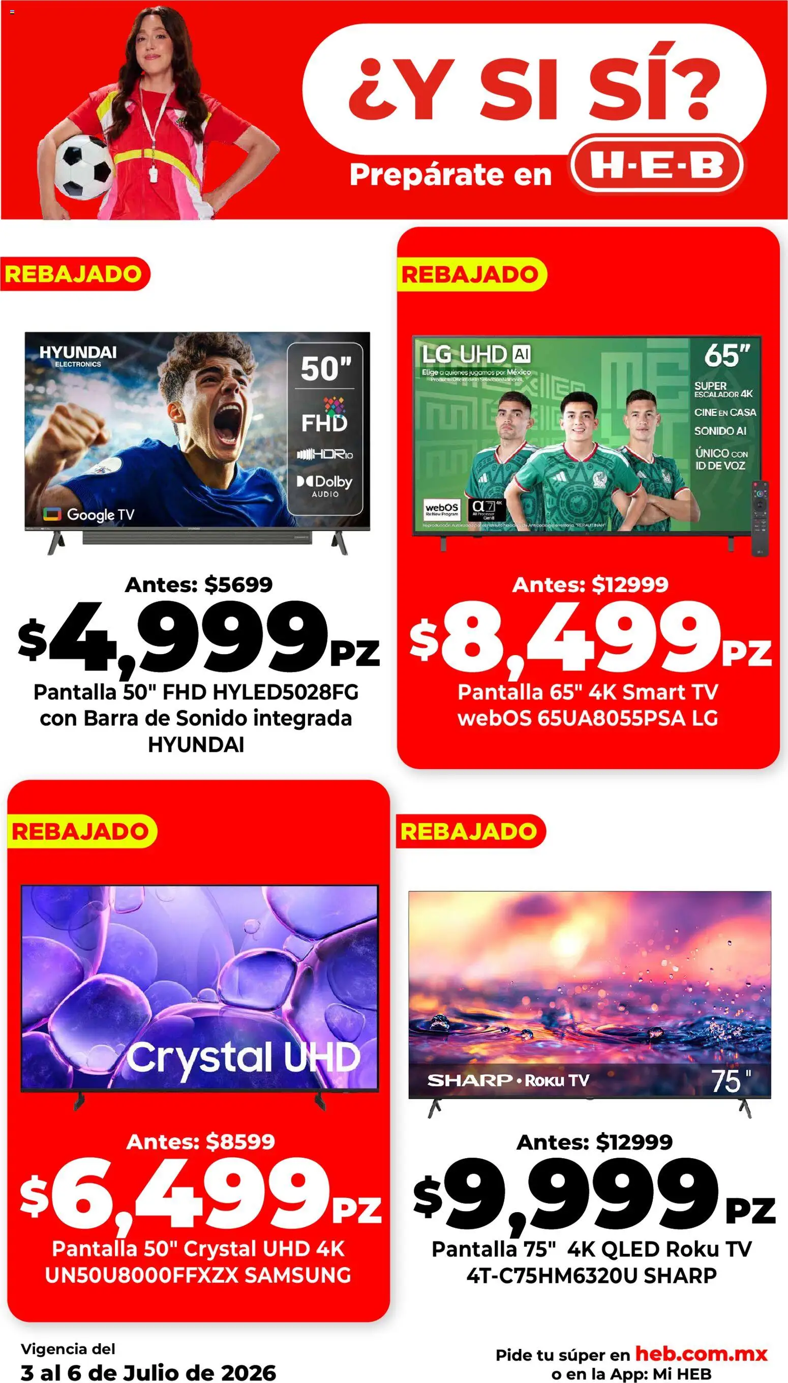 Nuevas ofertas de H-E-B válidas en toda la República Mexicana desde el 03/07/2026. ¡Encuentra las mejores ofertas en H-E-B folleto! | Página: 6 | Productos: Audio, Barra