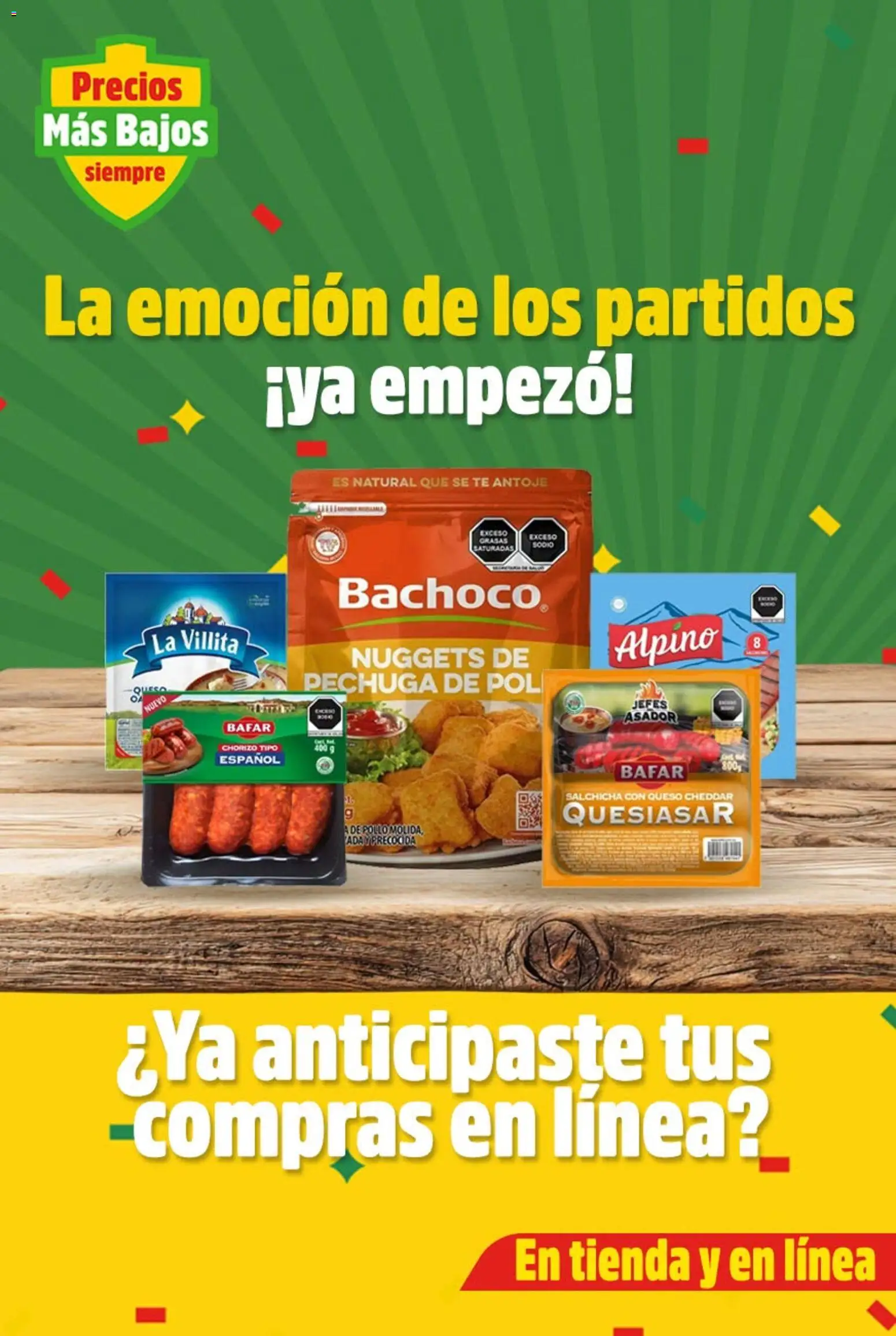 Nuevas ofertas de Bodega Aurrerá válidas en toda la República Mexicana desde el 05/06/2026. ¡Encuentra las mejores ofertas en Bodega Aurrerá folleto La emoción de los partidos ya empezó! | Página: 1 | Productos: Pollo, Queso, Chorizo, Té
