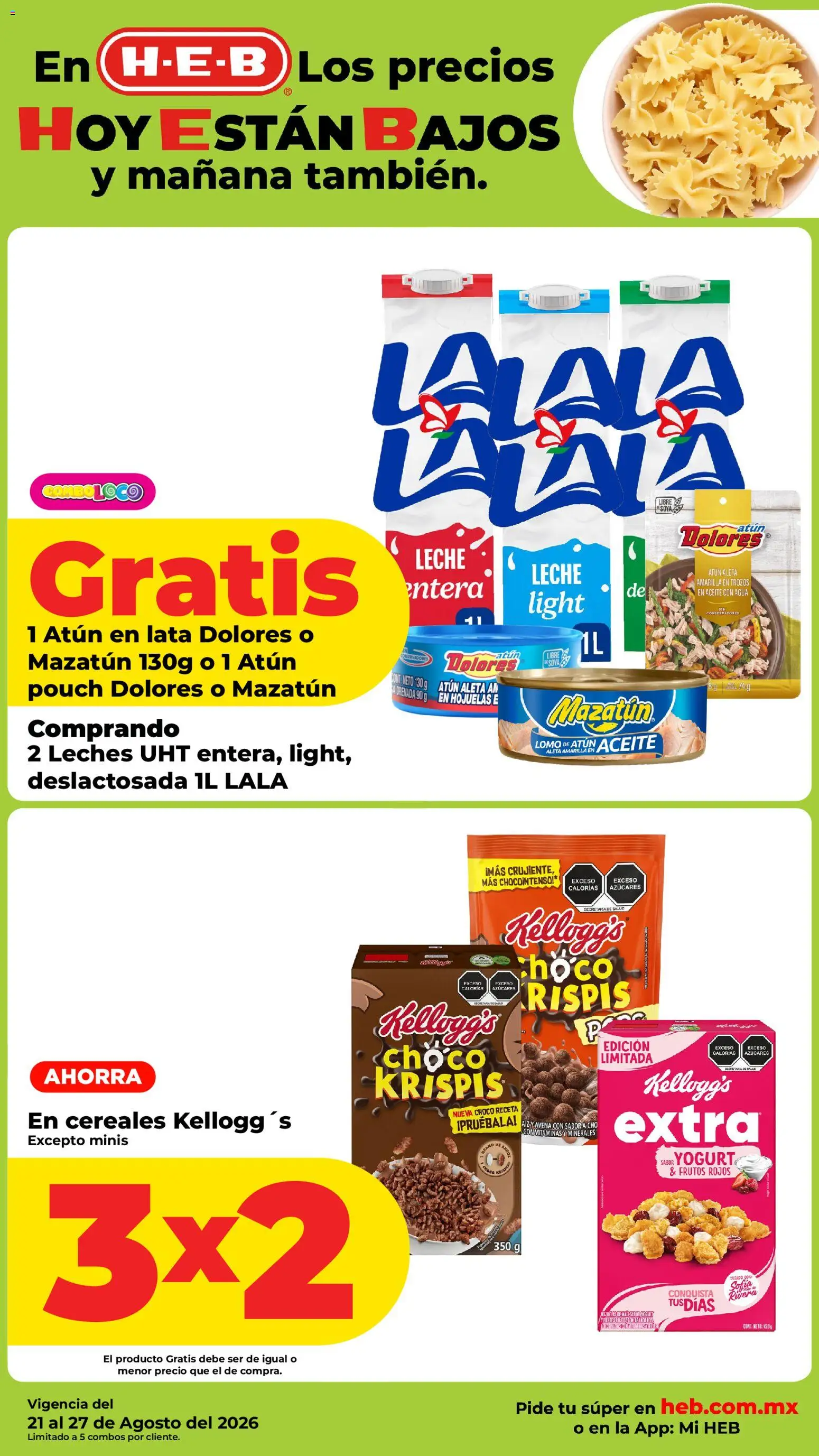 Nuevas ofertas de H-E-B válidas en toda la República Mexicana desde el 21/08/2026. ¡Encuentra las mejores ofertas en H-E-B folleto! | Página: 7 | Productos: Atún, Agua, Leche, Aceite