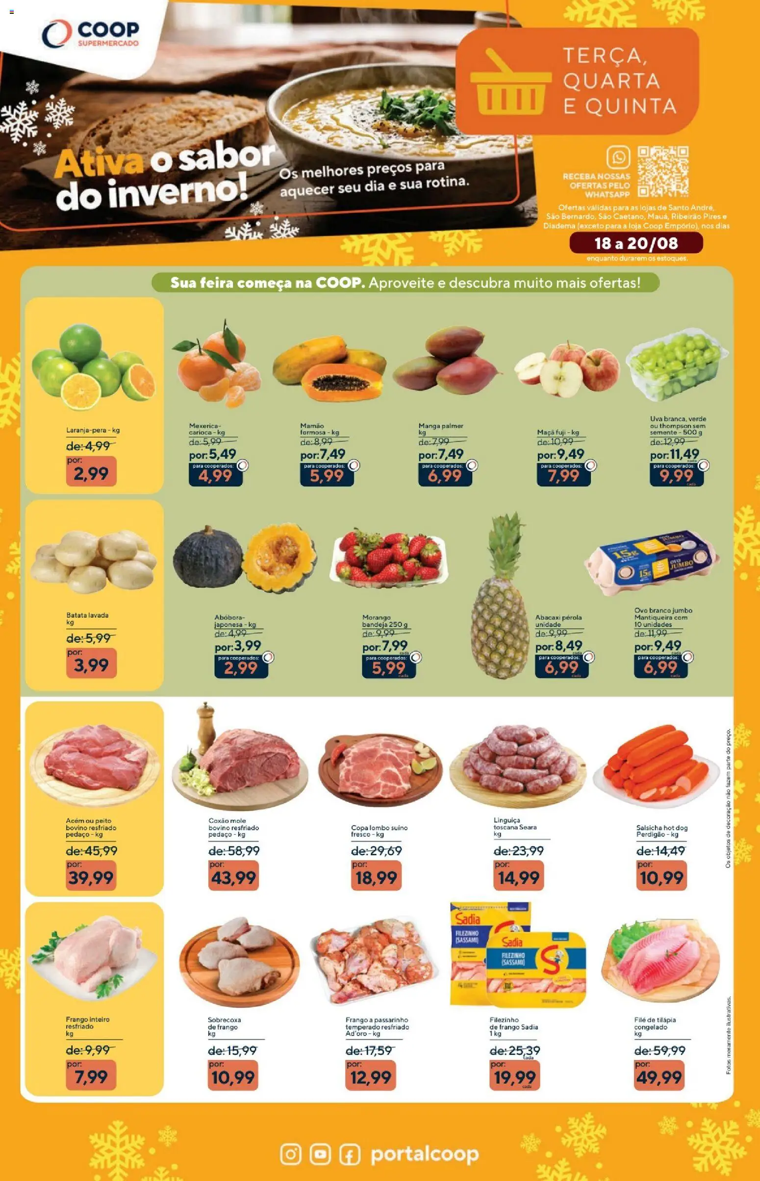 Coop Folheto - válido de 17/08/2026 | Página: 1 | Produtos: Abóbora, Coxão mole, Tilápia, Abacaxi