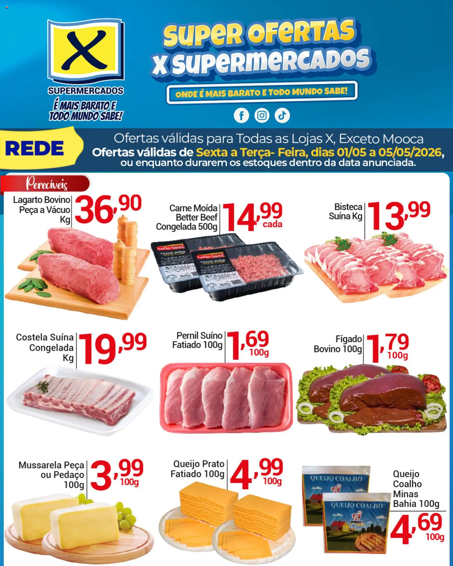 X Supermercados Folheto - válido de 01.05.2026 | Página: 4 | Produtos: Pernil, Queijo, Mussarela, Carne moída