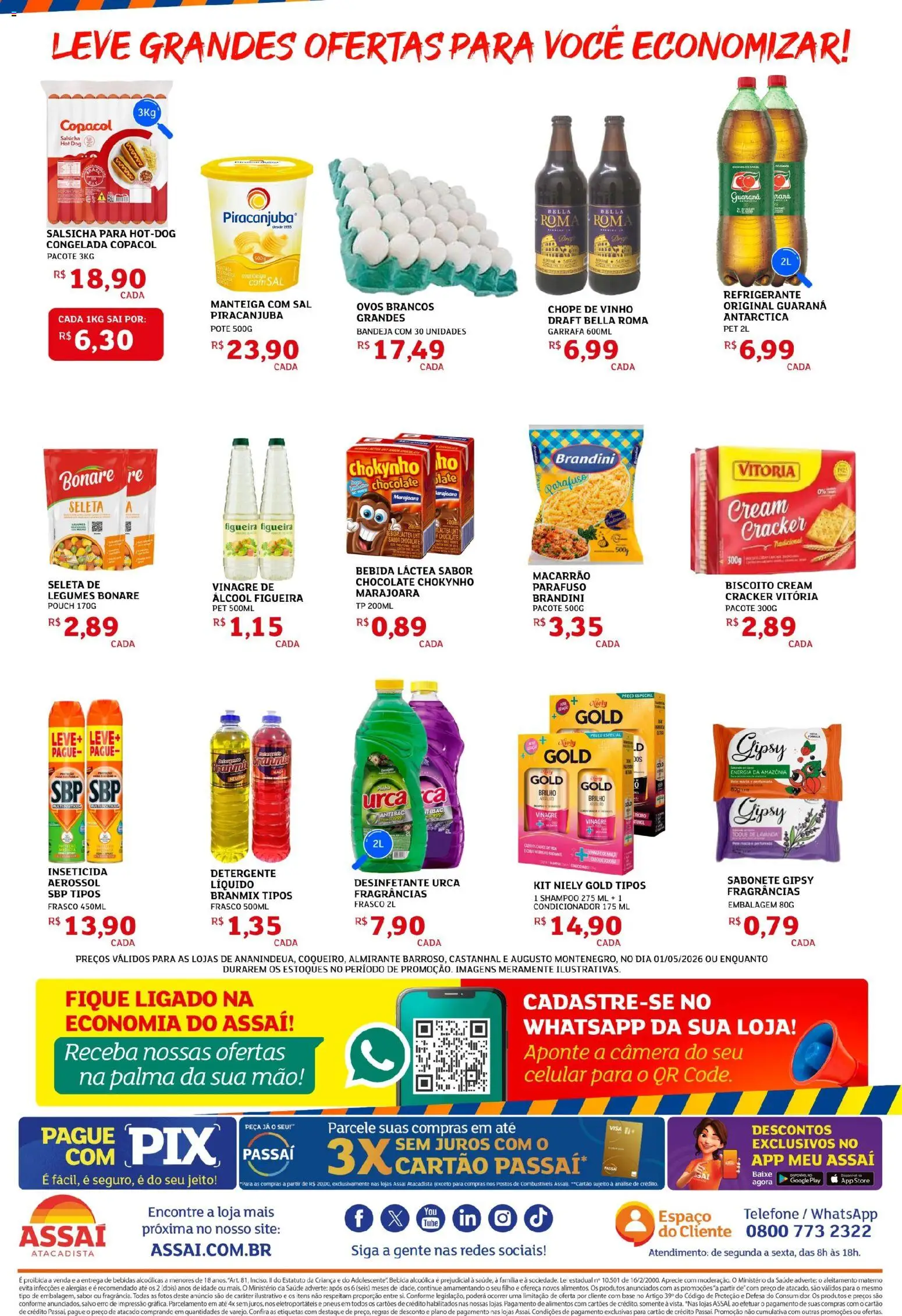 Assaí Atacadista Folheto - válido de 01.05.2026 | Página: 2 | Produtos: Vinho, Refrigerante, Telefone, Desinfetante