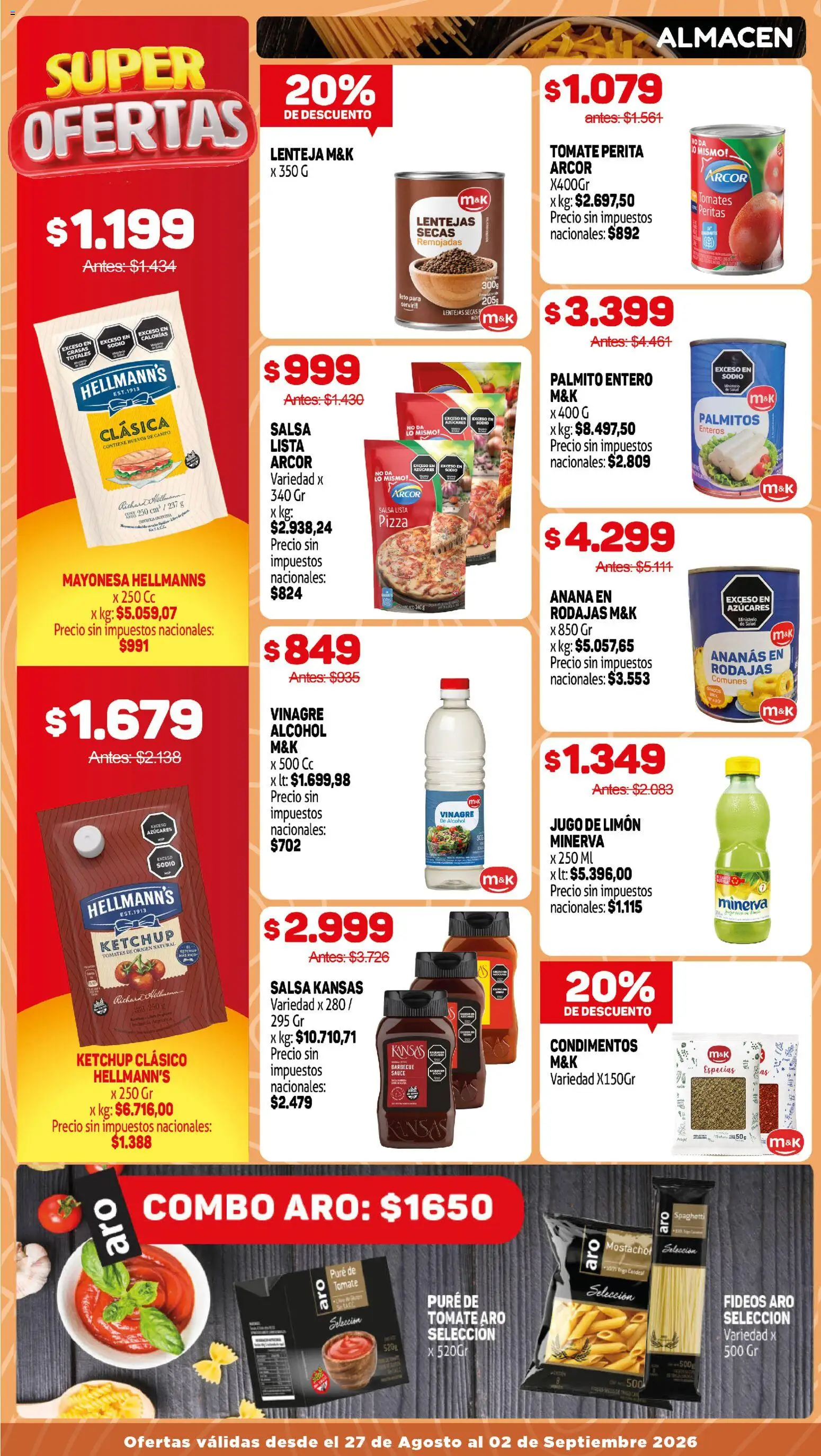 Makro ofertas │ válido desde el 27/08/2026 | Página: 7 | Productos: Lentejas, Ketchup, Limón, Tomates