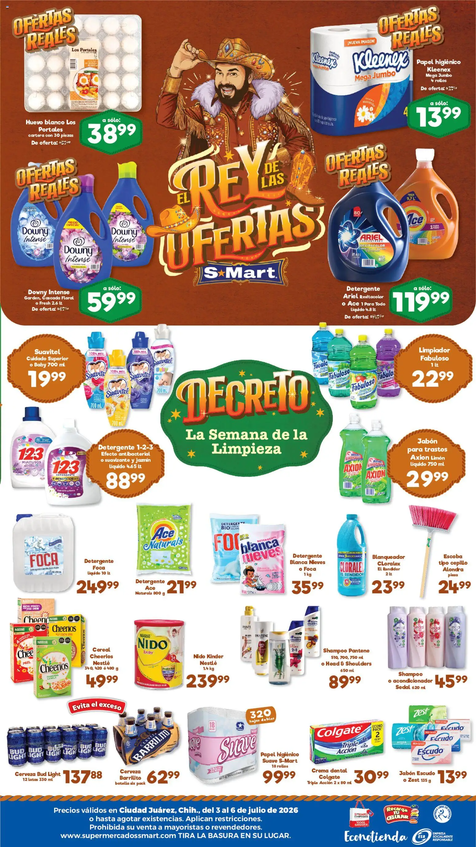 Nuevas ofertas de S-Mart válidas en toda la República Mexicana desde el 03/07/2026. ¡Encuentra las mejores ofertas en S-Mart folleto Juárez! | Página: 2 | Productos: Limpiador, Botella, Acondicionador, Jabón