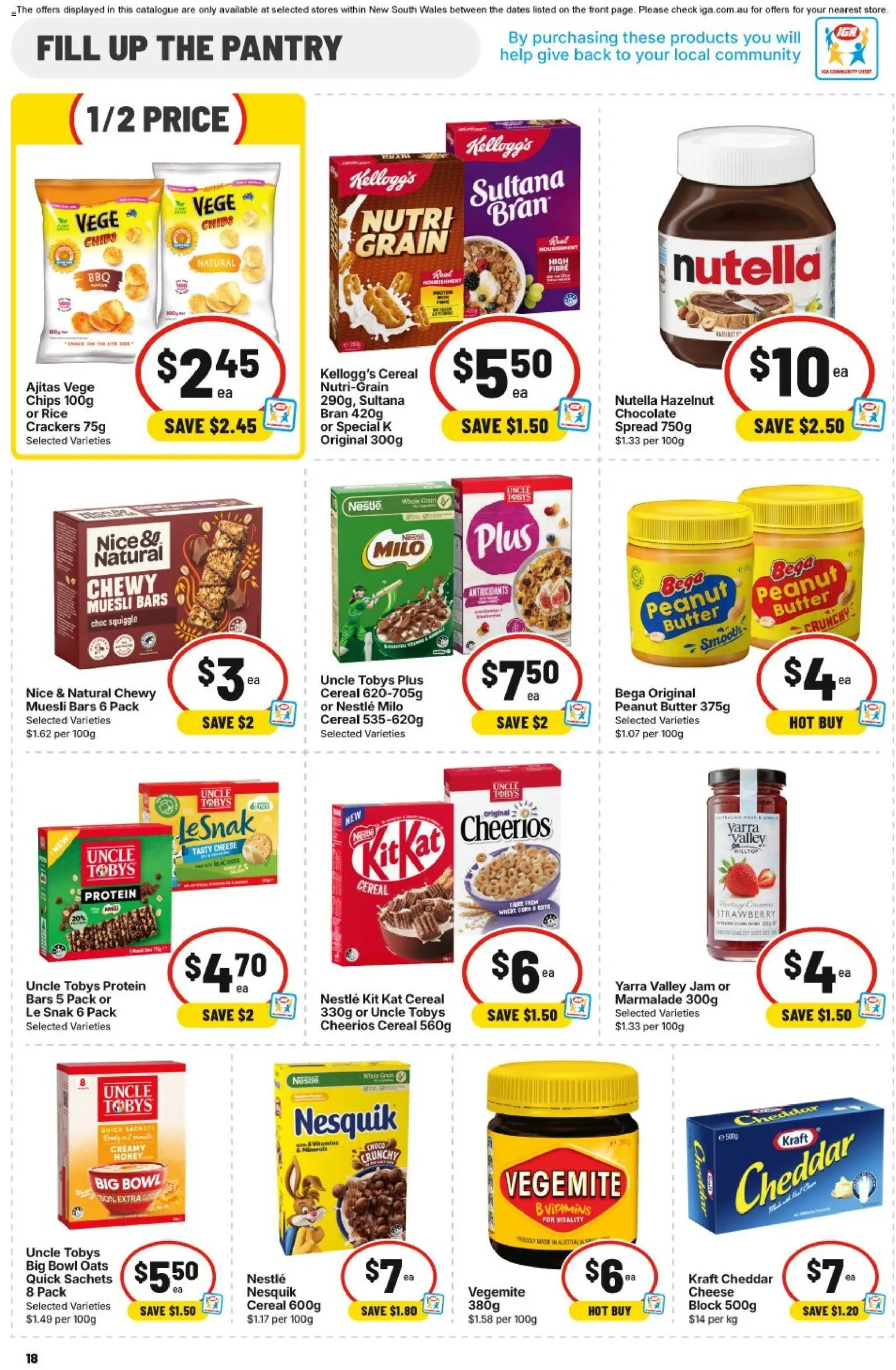 IGA catalogue - valid from 03.06.2026 | Page: 18 | Products: Butter, Chocolate, Cereal, Vegemite