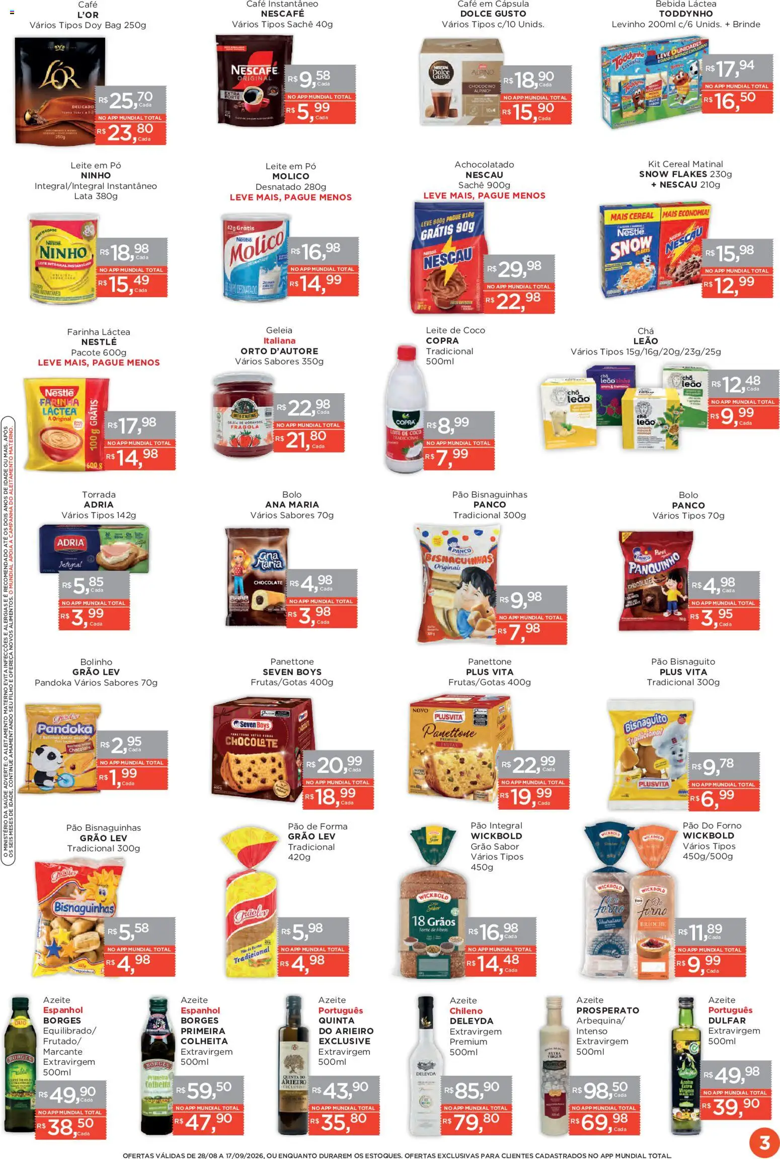 Mundial Folheto - válido de 20/08/2026 | Página: 5 | Produtos: Farinha, Panettone, Geleia, Leite em pó
