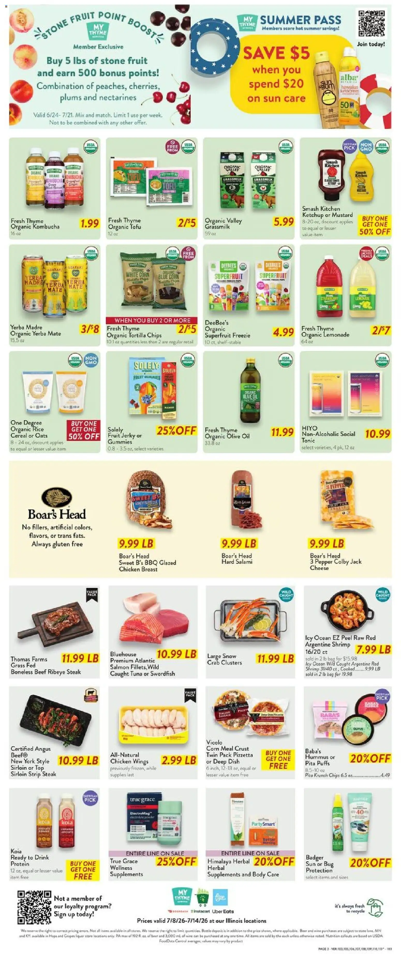 Fresh Thyme Weekly Ad - valid from 07/08/2026 | Page: 4 | Products: Corn, Wine, Chips, Suit