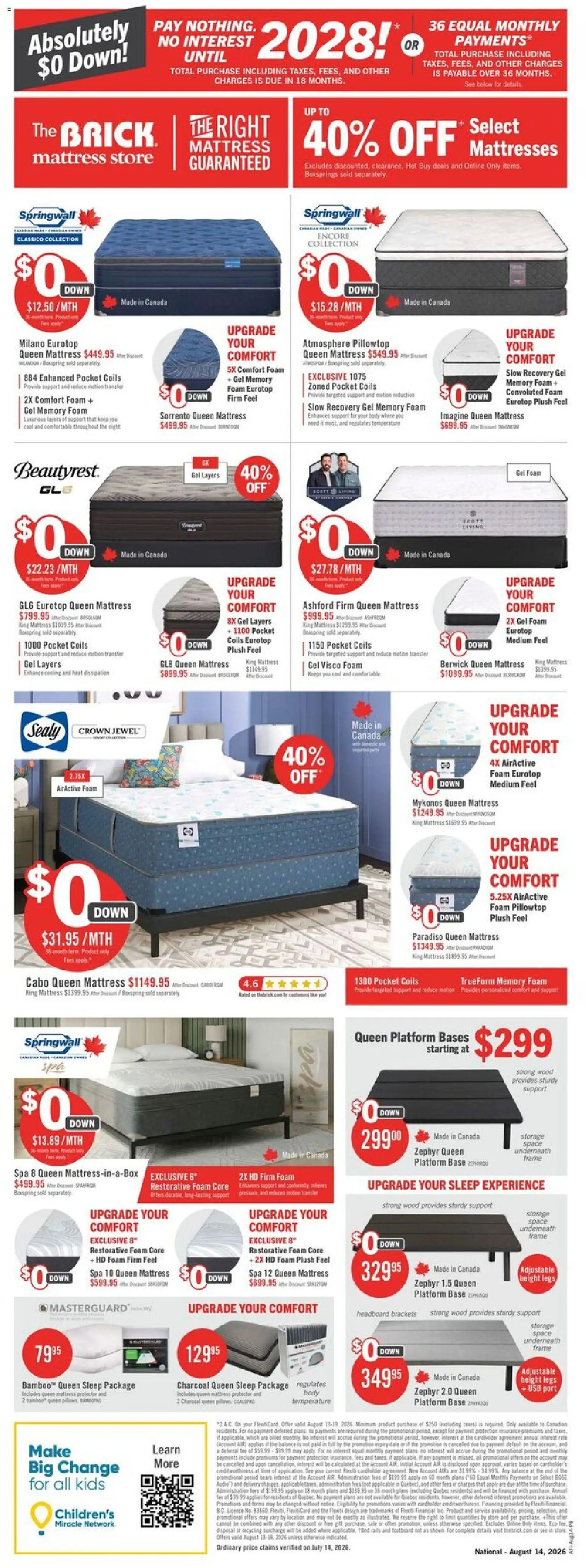 The Brick flyer valid from Aug 13, 2026 | Page: 10 | Products: Foam, Mattresses, Mattress, Charcoal