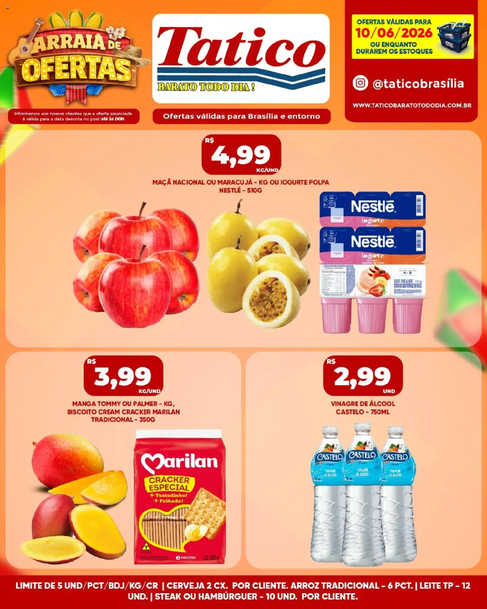 Tatico Folheto - válido de 10.06.2026 | Página: 3 | Produtos: Biscoito, Vinagre, Cerveja, Hambúrguer