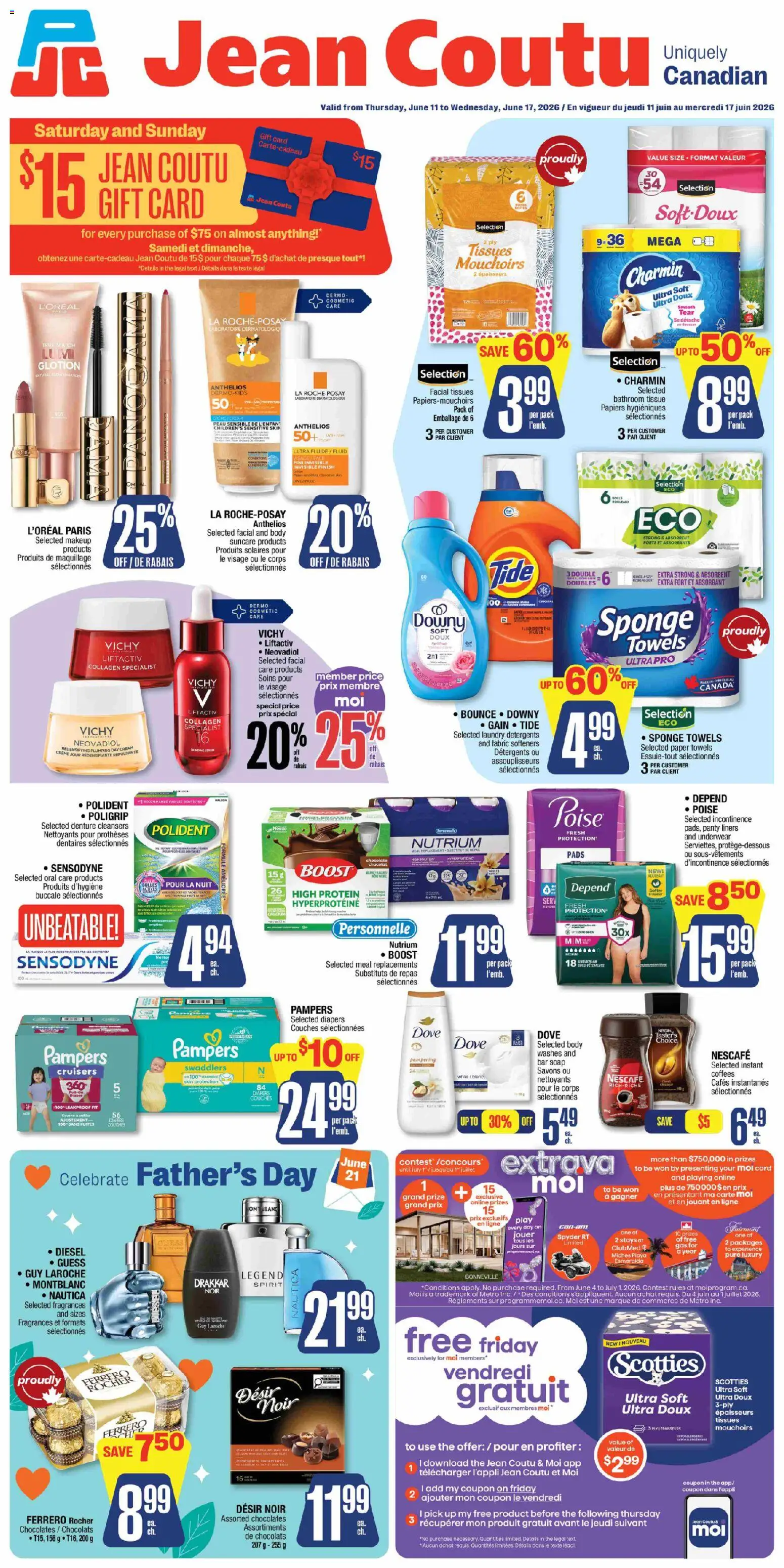 Jean Coutu flyer valid from 11.06.2026 | Page: 1 | Products: Cream, Sponge, Chocolate, Underwear