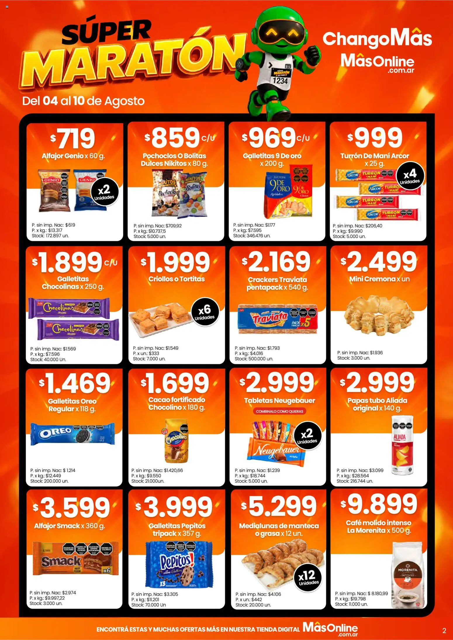 Changomas ofertas │ válido desde el 04/08/2026 | Página: 2 | Productos: Mani, Café, Alfajor, Turrón
