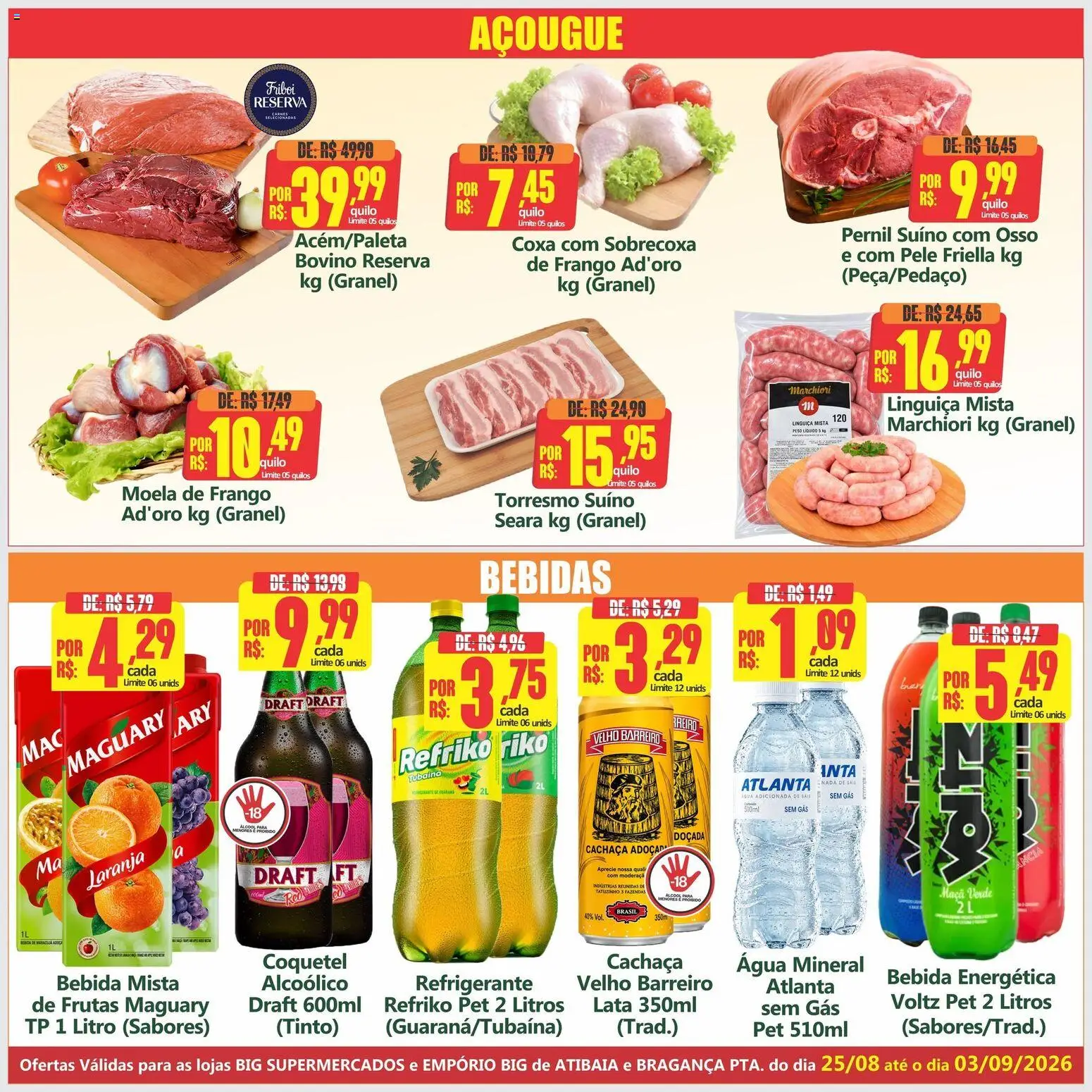 Big Supermercados Folheto - válido de 25/08/2026 | Página: 3 | Produtos: Bebida energética, Moela, Bebidas, Refrigerante