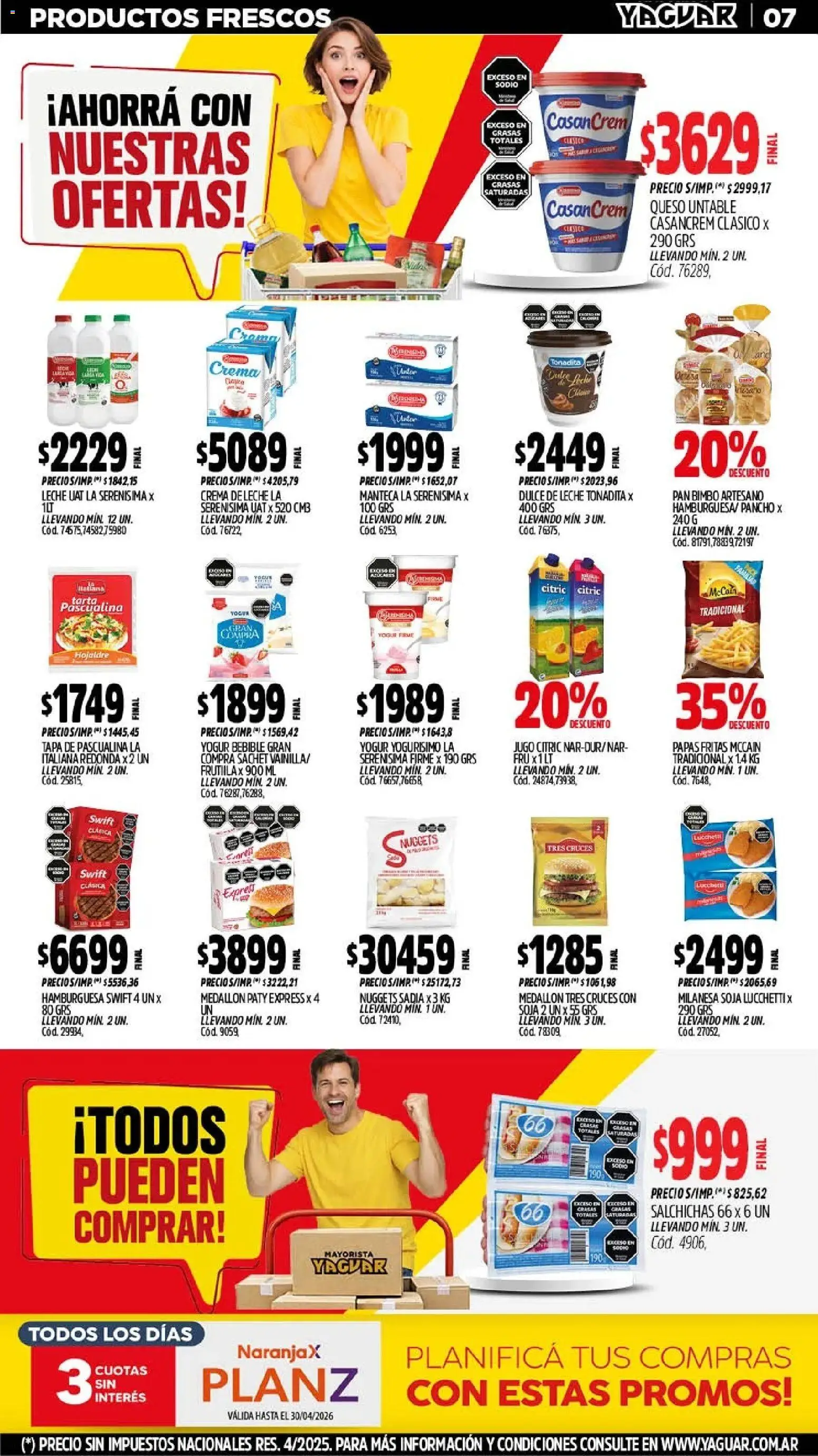 Yaguar - Oferta Semanal General Roca │ válido desde el 11.05.2026 | Página: 7 | Productos: Manteca, Yogur, Jugo, Papas fritas