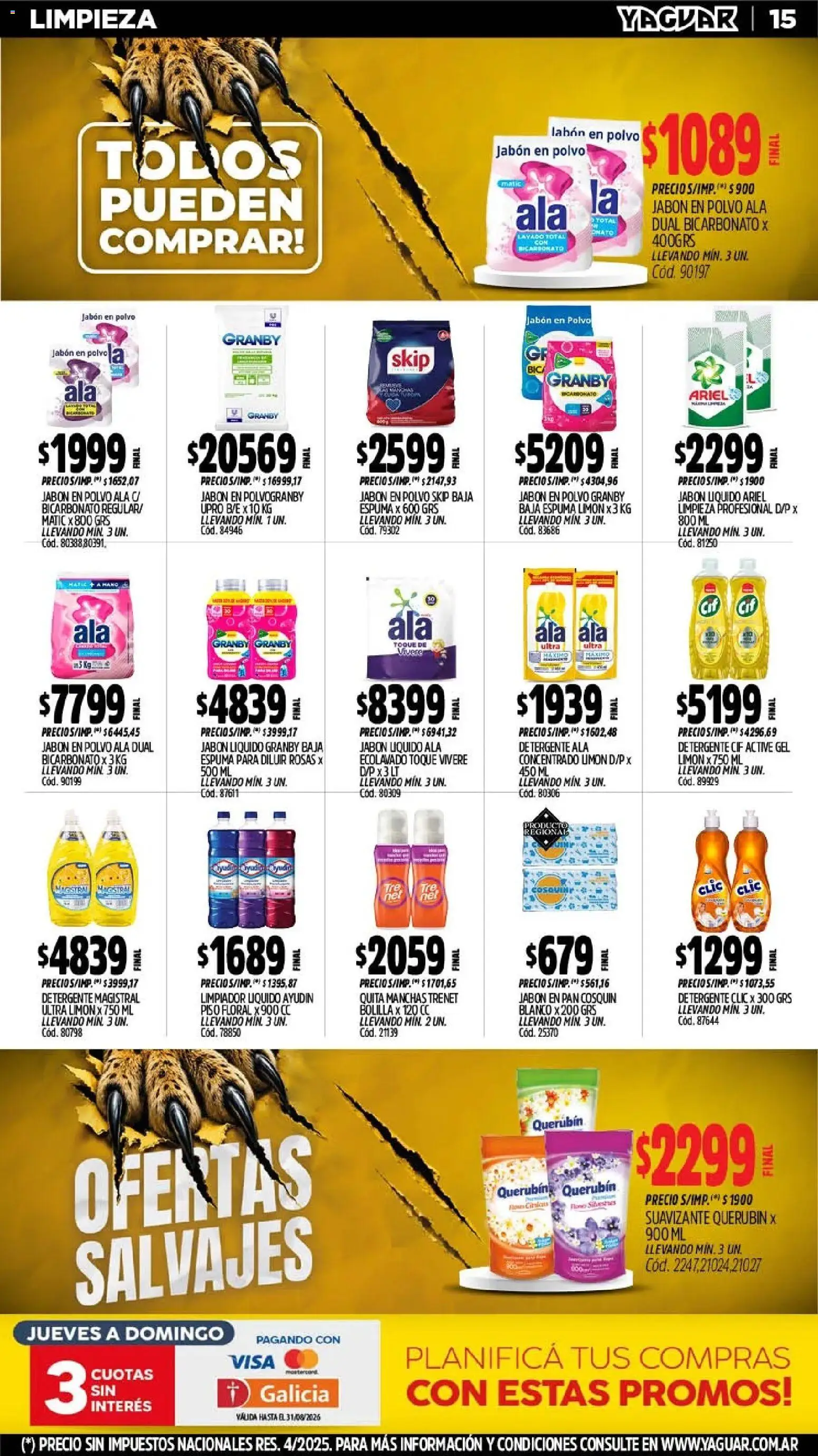 Yaguar - Oferta Semanal San Juan │ válido desde el 03/08/2026 | Página: 15 | Productos: Polvo, Jabón, Detergente, Espuma