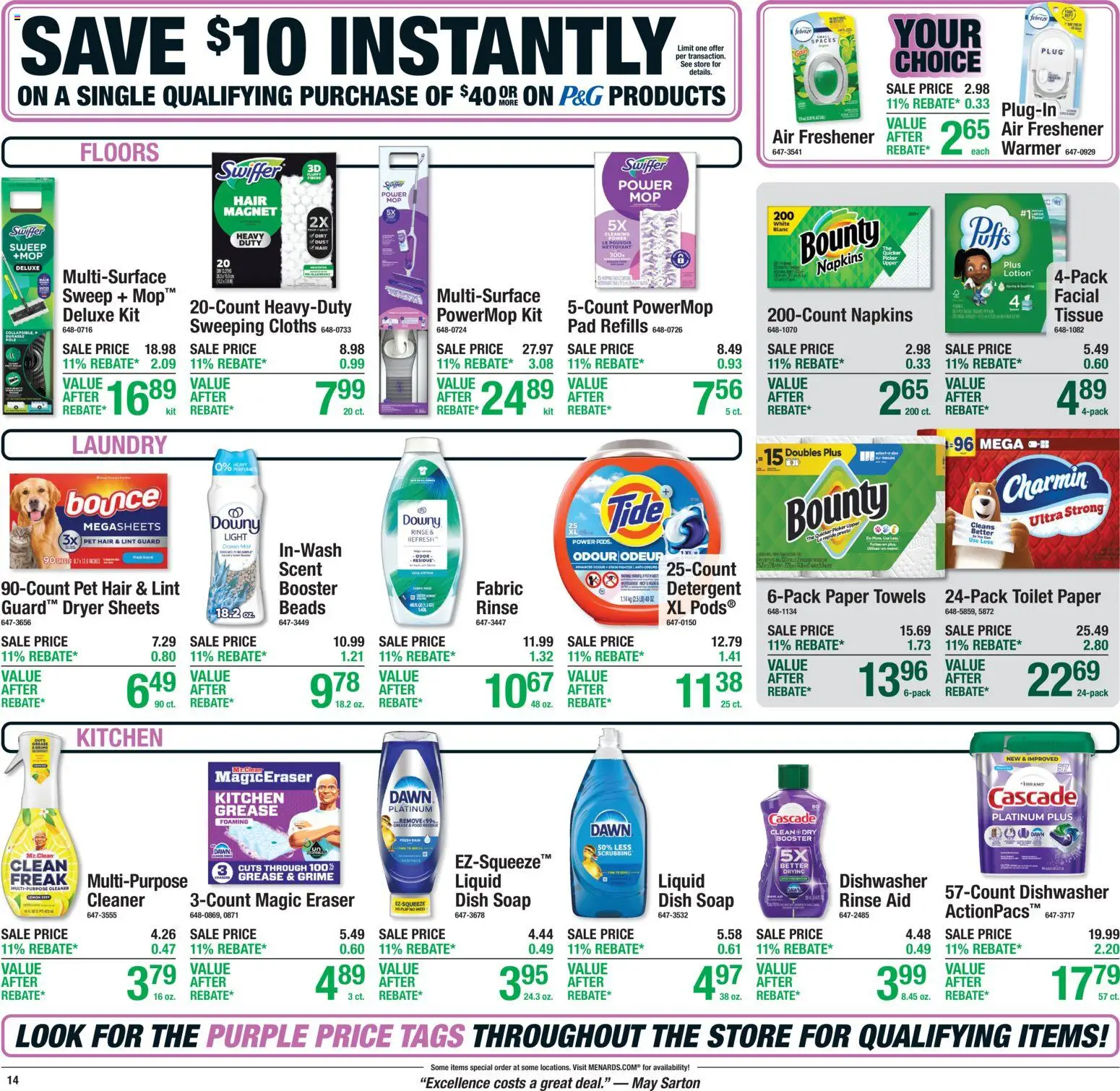 Menards Weekly Ad - valid from 10/01/2026 | Page: 20 | Products: Chair, Magnet, Detergent, Dishwasher