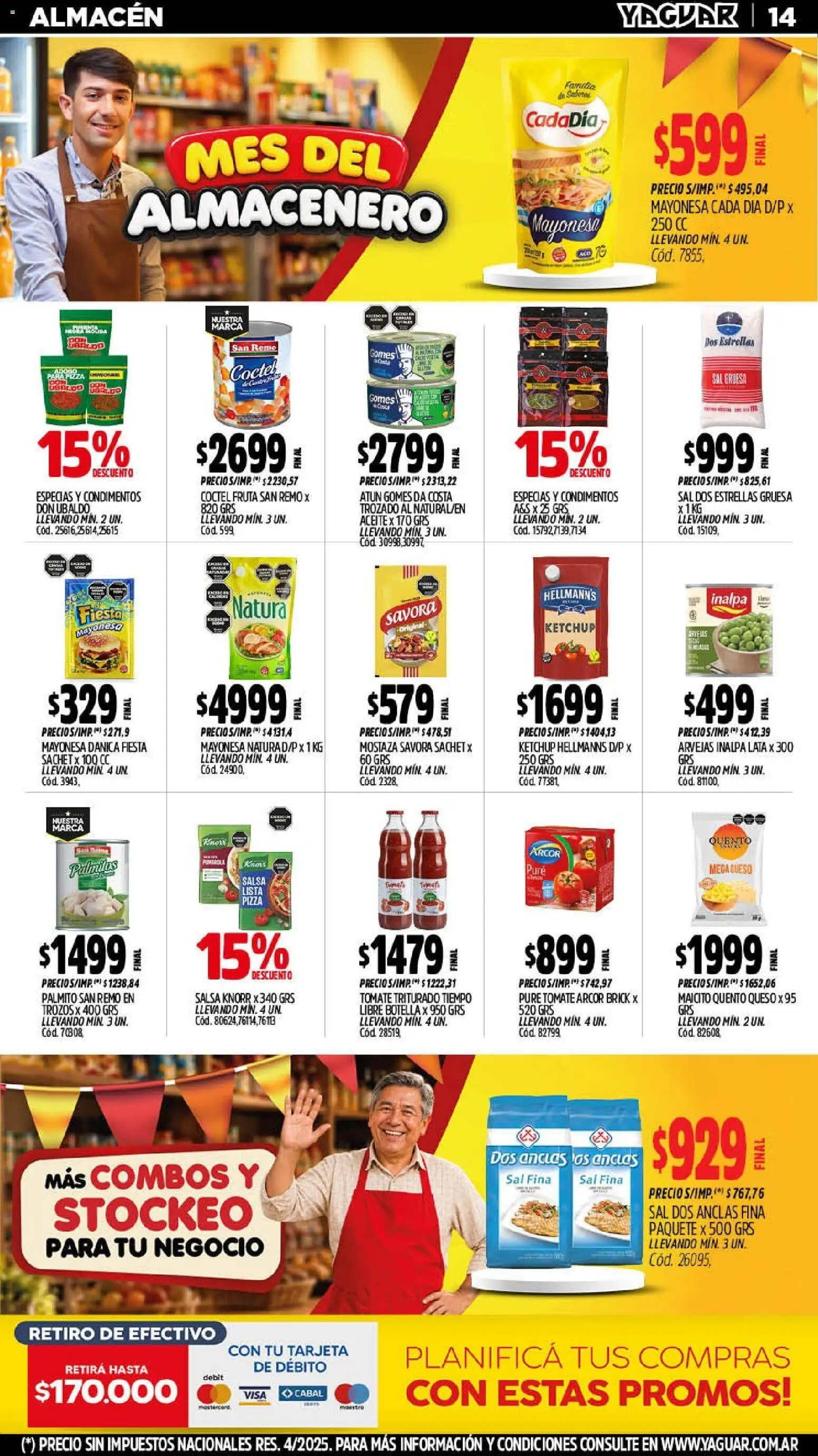 Yaguar - Oferta Semanal Mar del Plata │ válido desde el 07/09/2026 | Página: 14 | Productos: Botella, Especias, Tomate, Palmitos