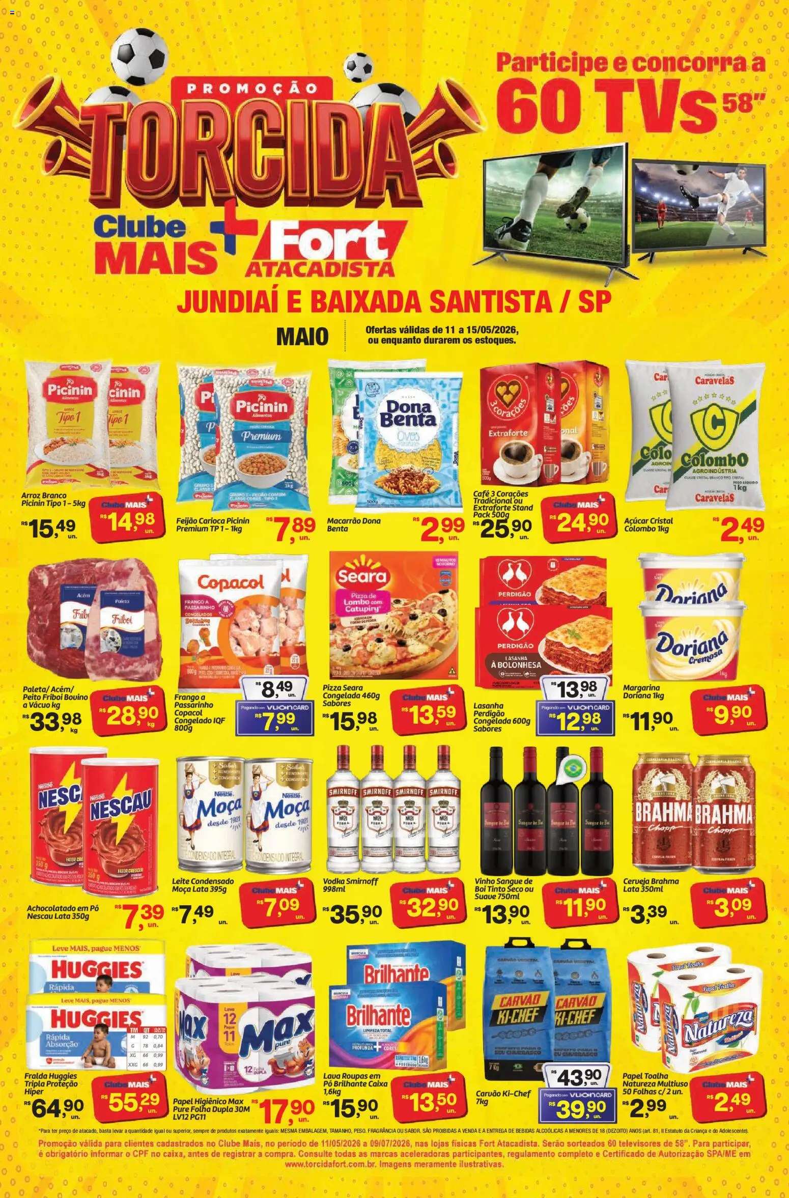 Fort Atacadista Folheto - válido de 11.05.2026 | Página: 1 | Produtos: Nescau, Doriana, Acém, Papel higiênico