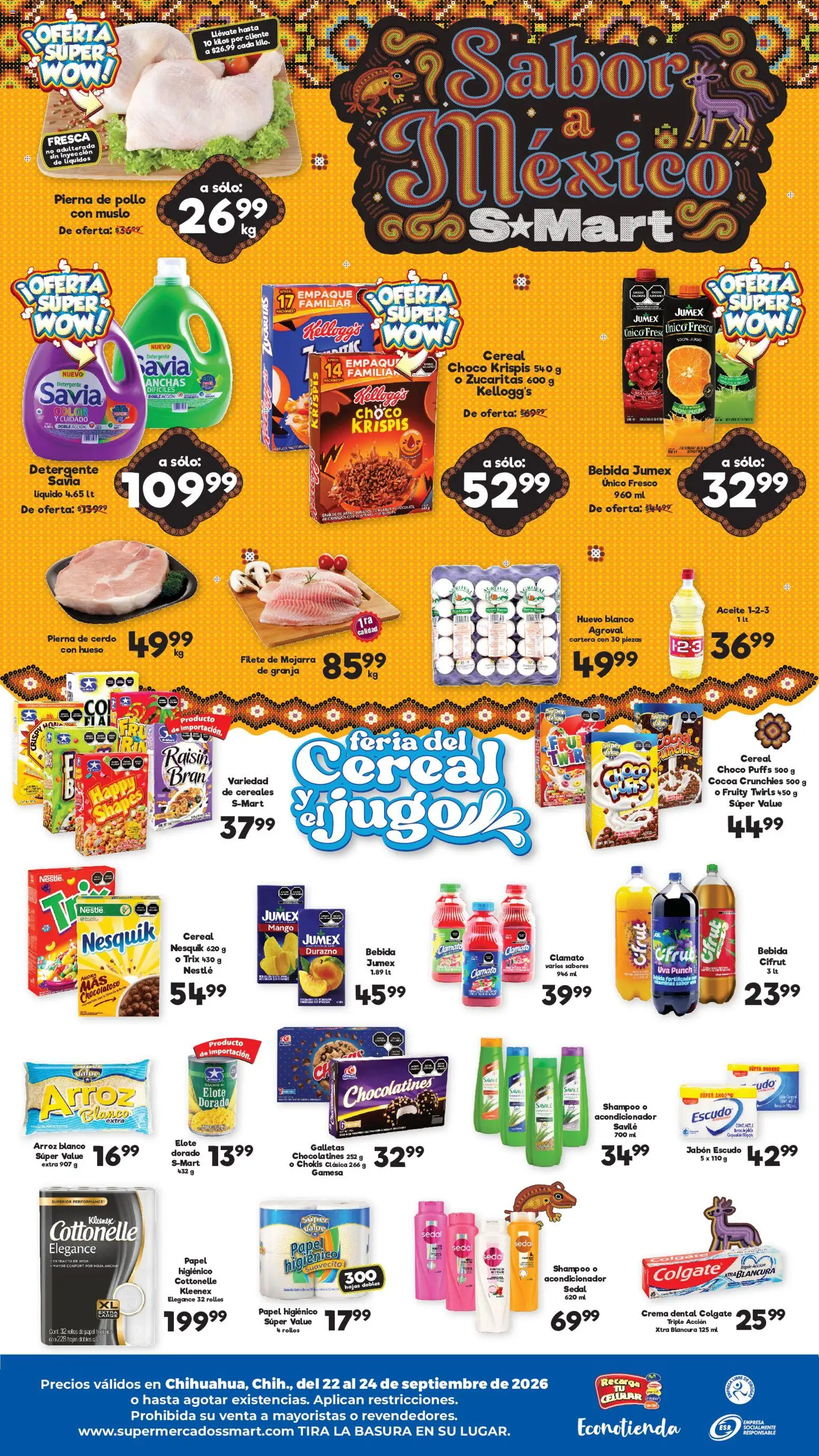 Nuevas ofertas de S-Mart válidas en toda la República Mexicana desde el 22/09/2026. ¡Encuentra las mejores ofertas en S-Mart folleto Chihuahua! | Página: 2 | Productos: Pollo, Aceite, Arroz, Papel higiénico
