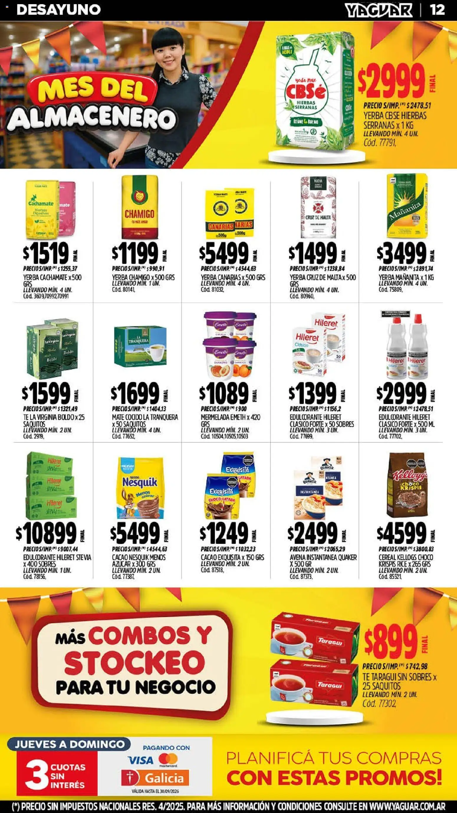 Yaguar - Oferta Semanal Trelew │ válido desde el 14/09/2026 | Página: 12 | Productos: Hierbas, Mate, Edulcorante, Chocolatada