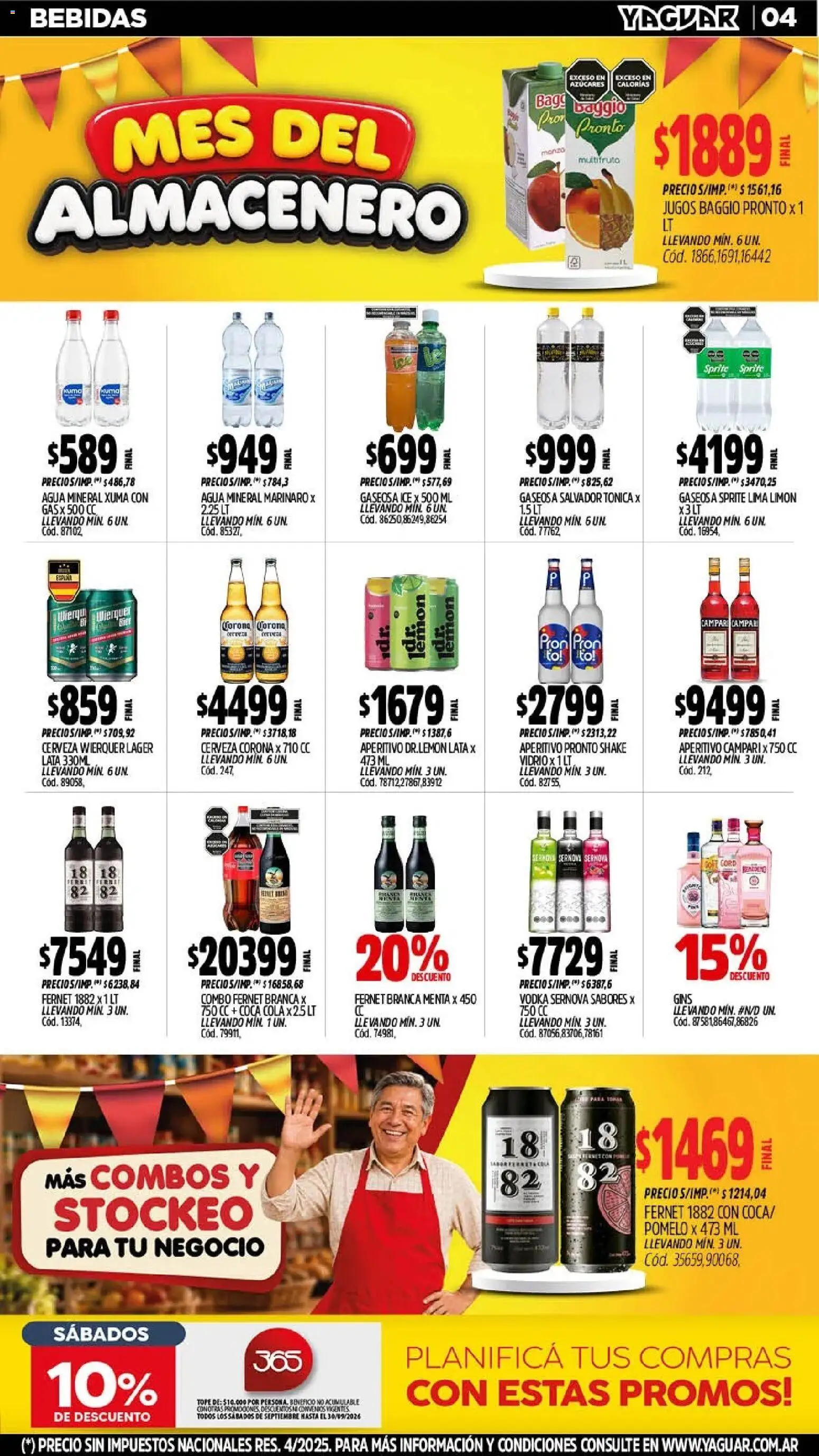 Yaguar - Oferta Semanal Jujuy │ válido desde el 28/09/2026 | Página: 4 | Productos: Vodka, Campari, Fernet, Limón