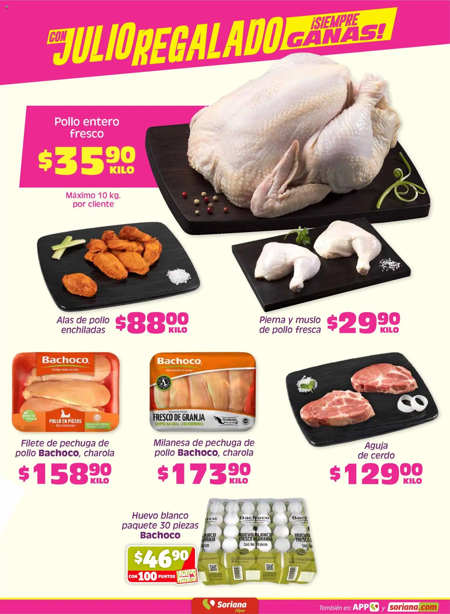 Nuevas ofertas de Soriana válidas en toda la República Mexicana desde el 29.05.2026. ¡Encuentra las mejores ofertas en Soriana Fin de Semana Híper: Tamaulipas (excepto Cd. Victoria y Tampico)! | Página: 3 | Productos: Pollo, Milanesa, Huevo, Cerdo