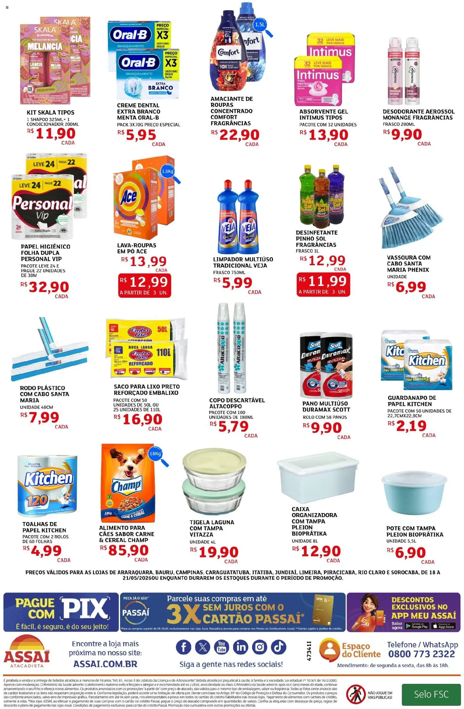 Assaí Atacadista Folheto - válido de 18.05.2026 | Página: 4 | Produtos: Carne, Telefone, Rodo, Tigela
