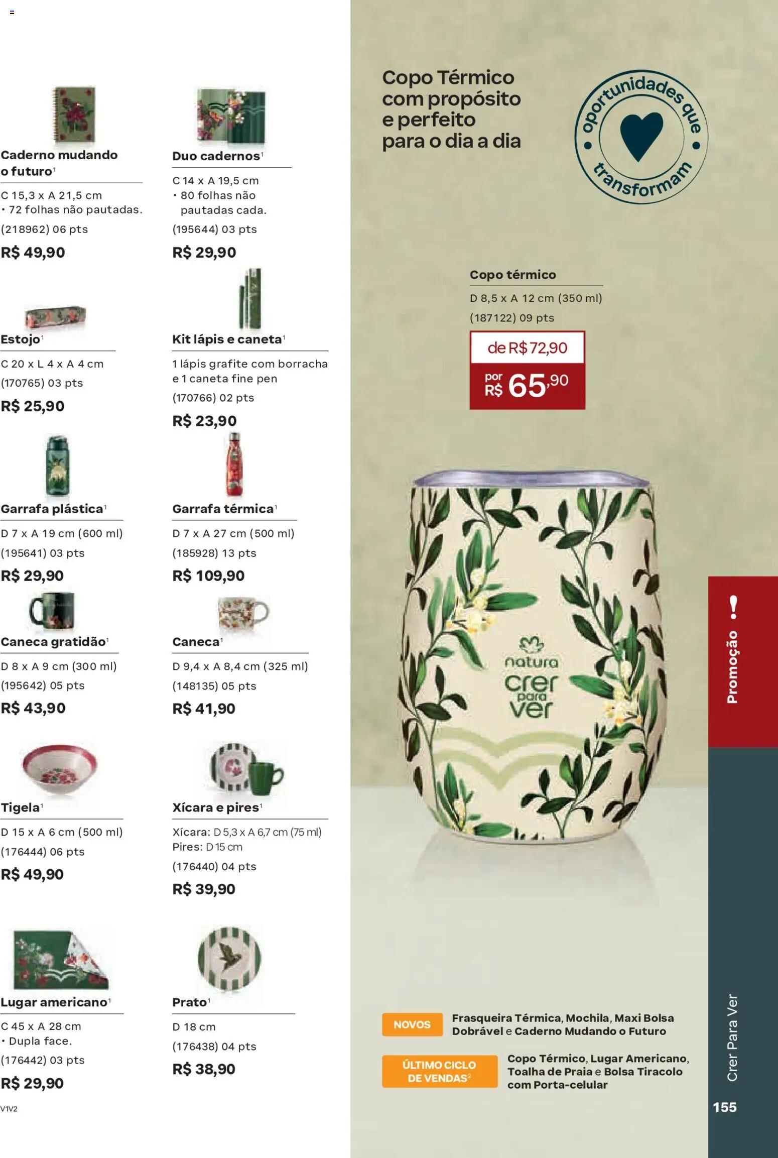 Natura Folheto - válido de 19.02.2026 | Página: 155 | Produtos: Lápis, Garrafa térmica, Bolsa, Tigela