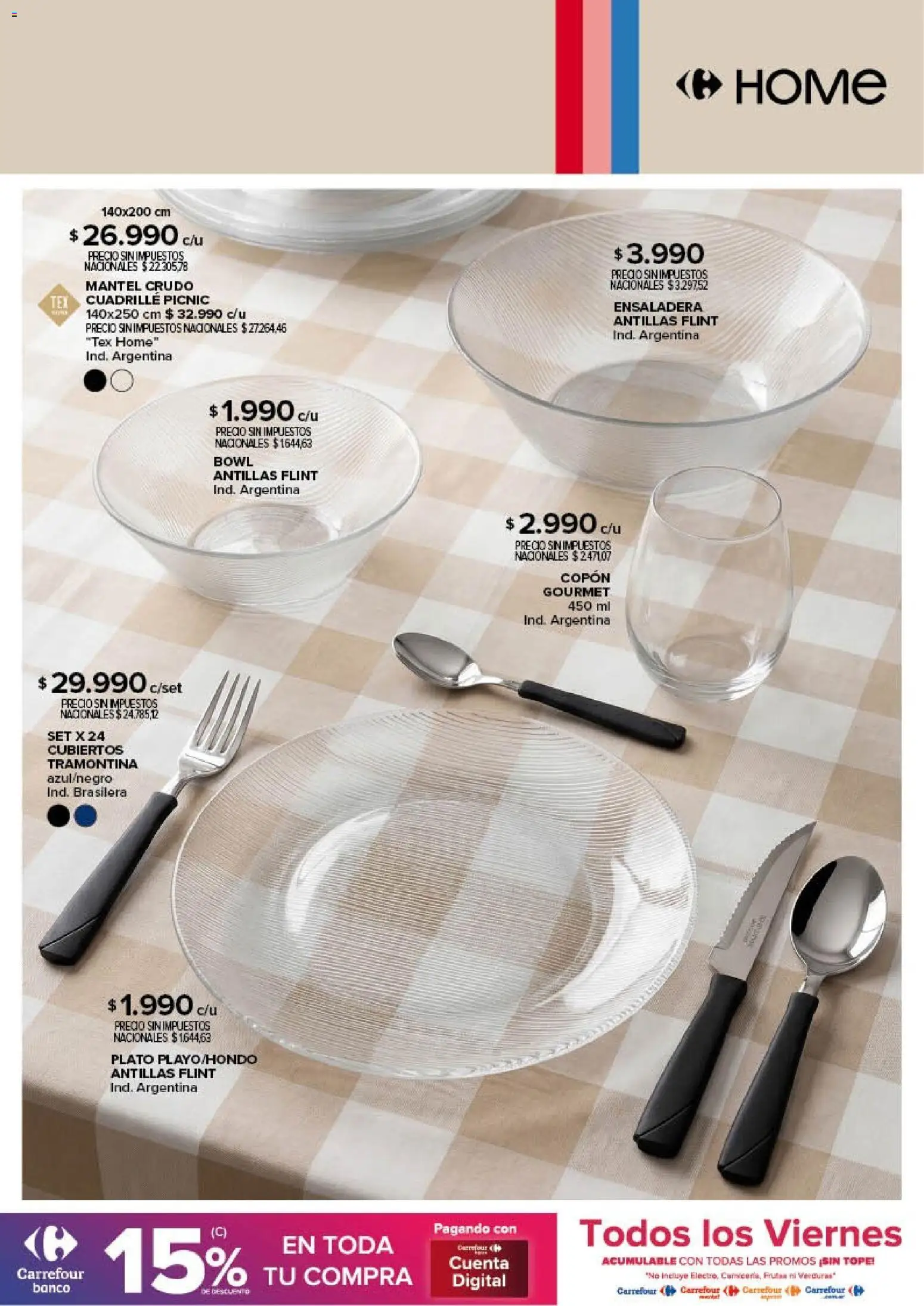 Carrefour - Deco Hogar  │ válido desde el 30.04.2026 | Página: 7 | Productos: Bowl, Banco, Mantel, Ensaladera