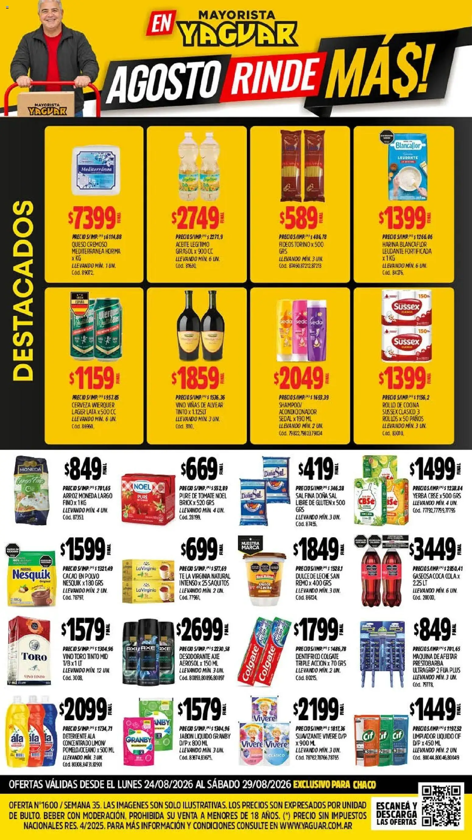Yaguar - Oferta Semanal Chaco │ válido desde el 24/08/2026 | Página: 1 | Productos: Yerba, Jabón líquido, Té, Suavizante