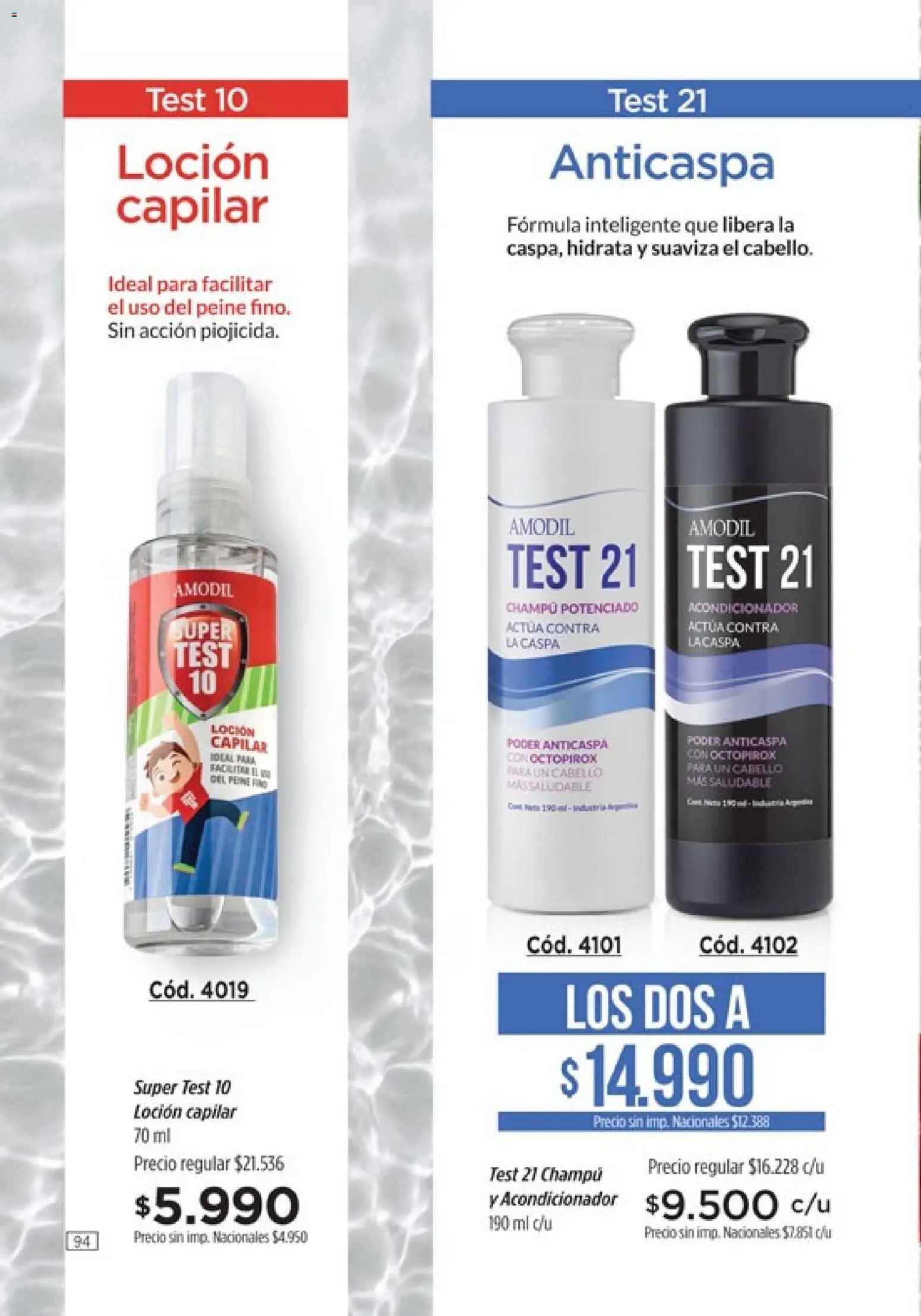 Catálogo Amodil Campaña 14 │ válido desde el 07/08/2026 | Página: 94 | Productos: Peine, Champú, Acondicionador, Loción