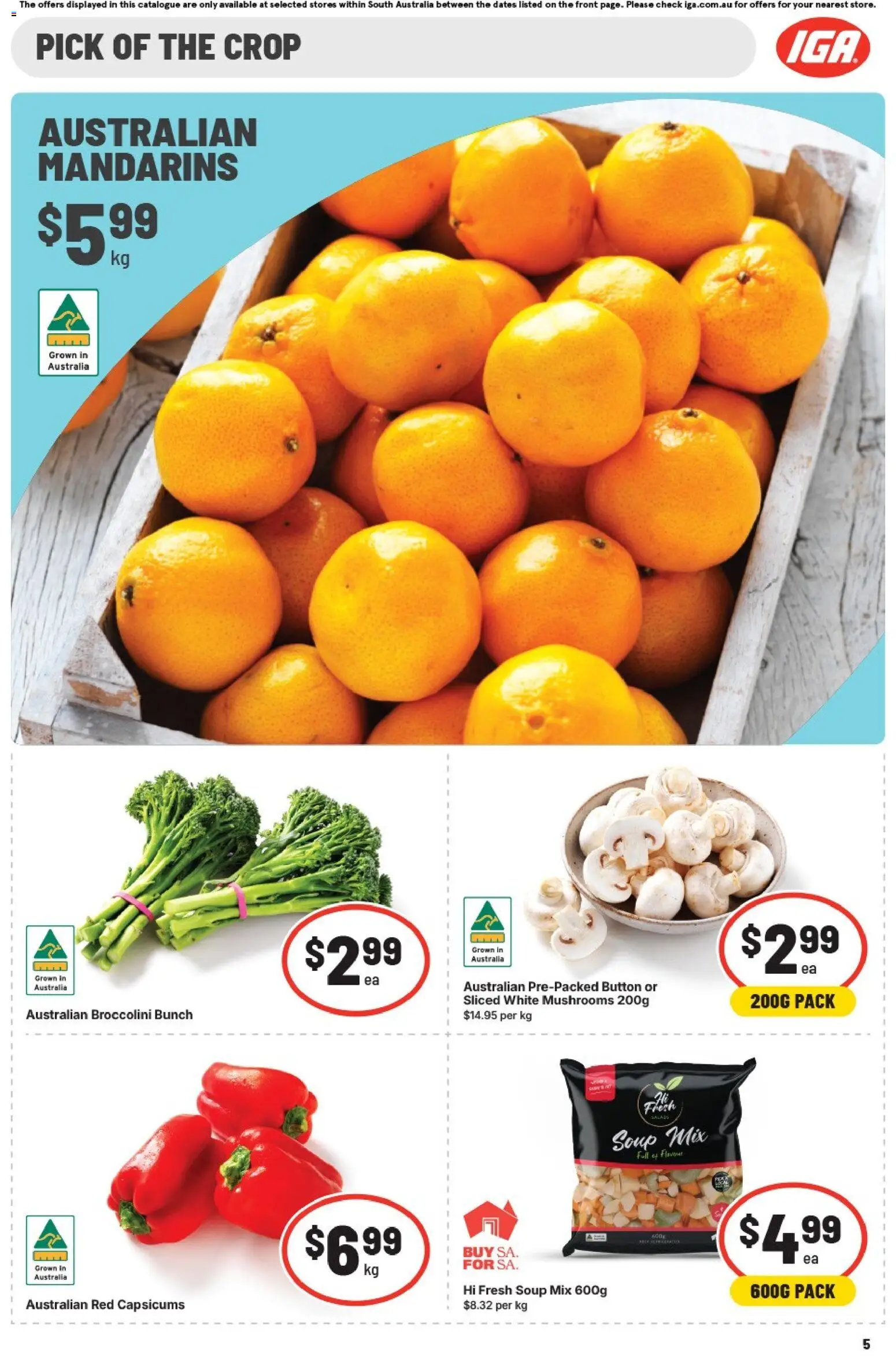 IGA catalogue - valid from 17.06.2026 | Page: 5 | Products: Mushrooms, Mandarins, Soup