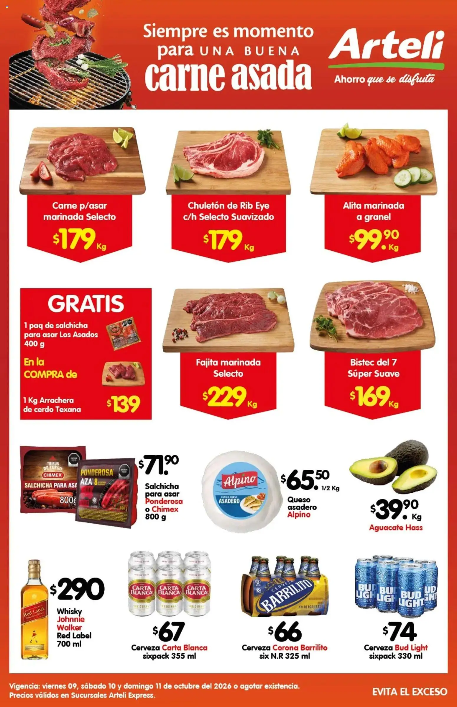Nuevas ofertas de Arteli válidas en toda la República Mexicana desde el 09/10/2026. ¡Encuentra las mejores ofertas en Arteli folleto Carne Express! | Página: 1