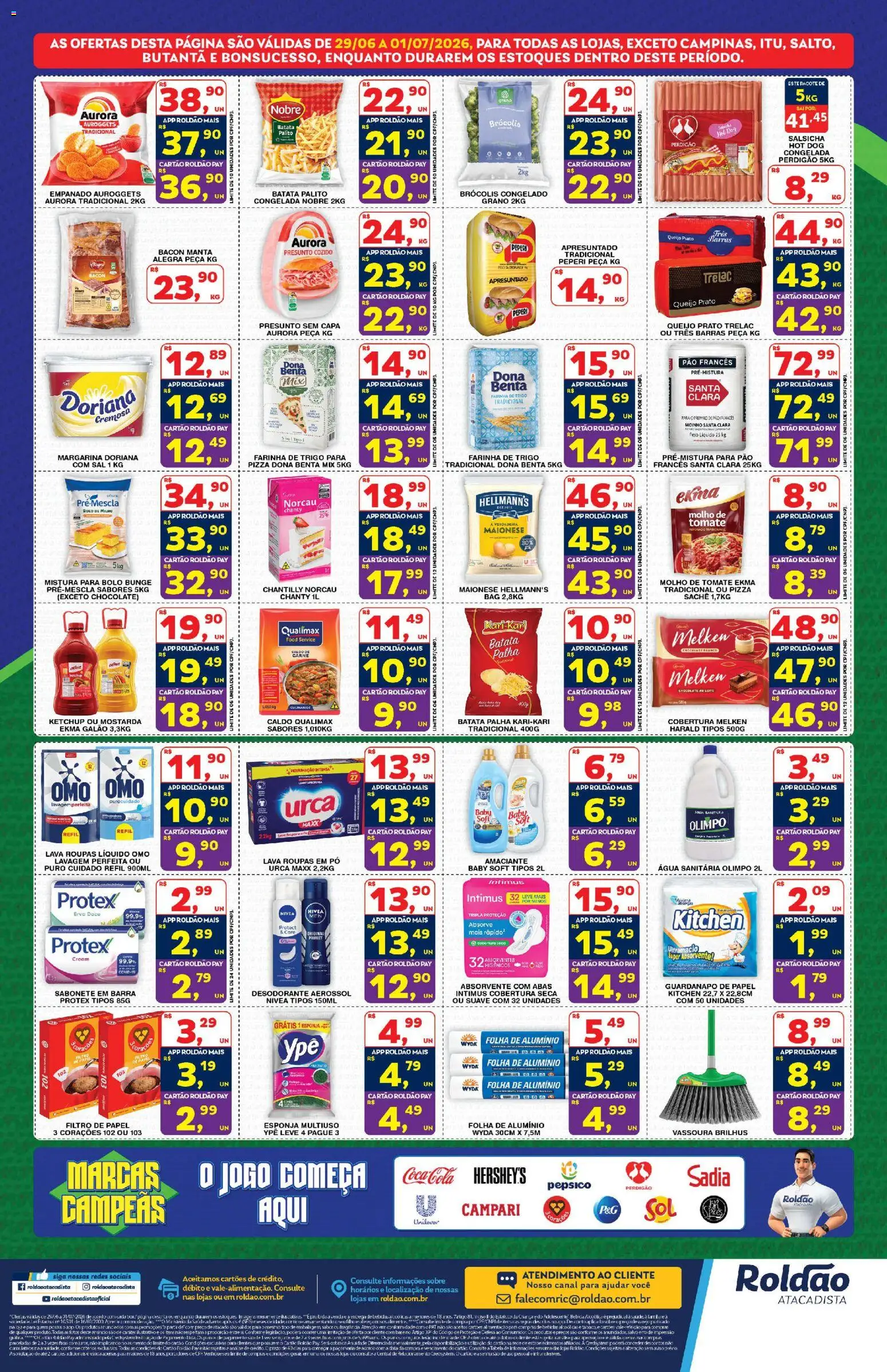 Roldão Folheto - válido de 29/06/2026 | Página: 4 | Produtos: Molho de tomate, Pão, Sabonete, Amaciante