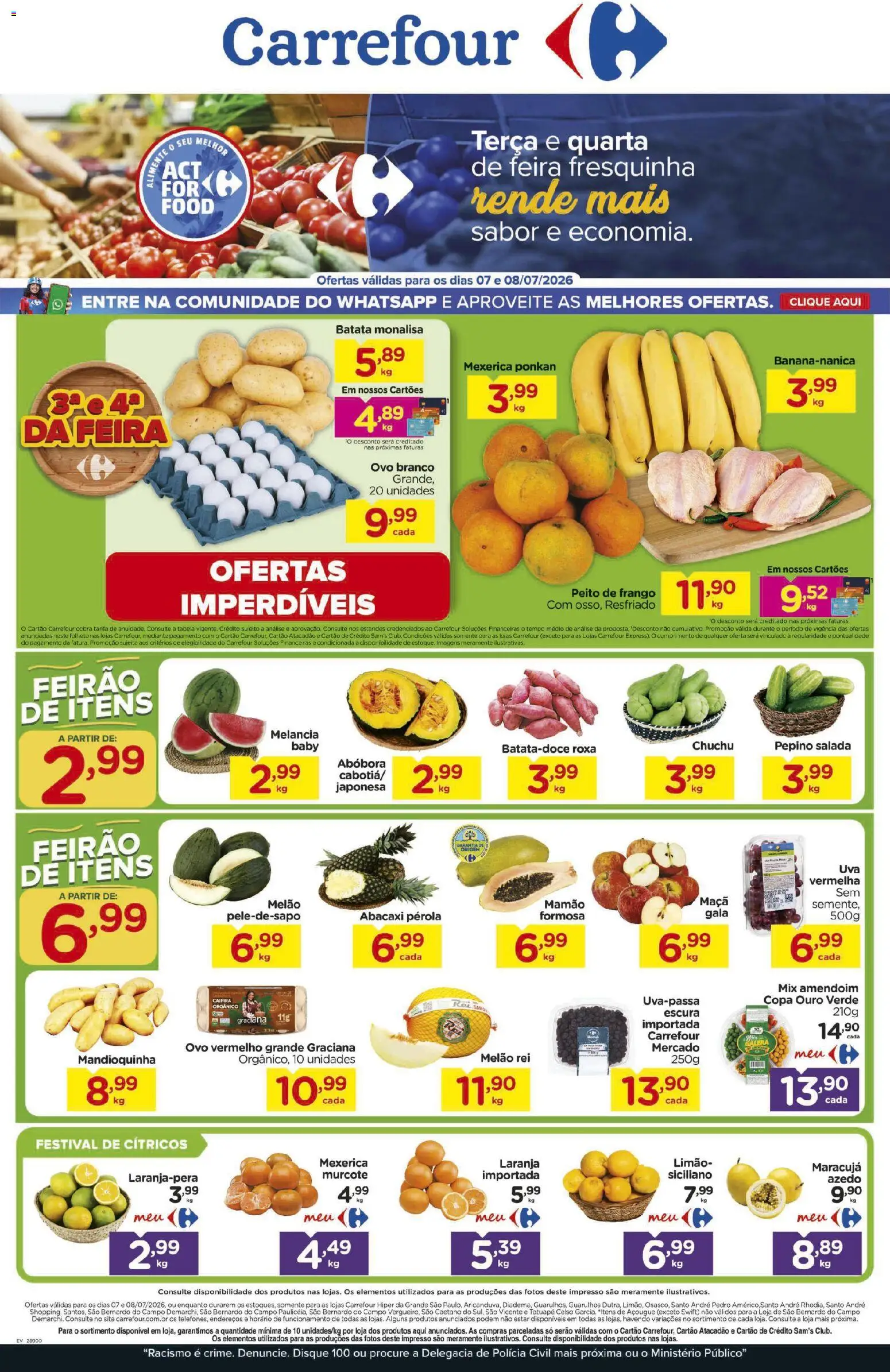Carrefour Folheto - válido de 07/07/2026 | Página: 1 | Produtos: Maracujá, Melão, Copa, Abacaxi